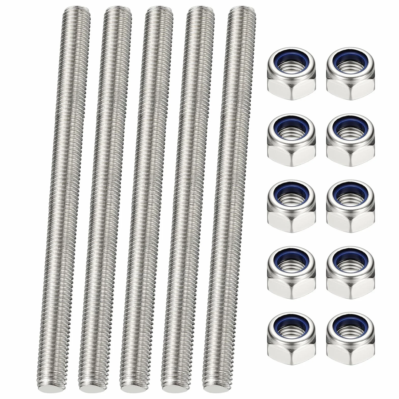 PATIKIL 5 sztuk prętów gwintowanych M5 x 150 mm 304 stal szlachetna gwint prawy
