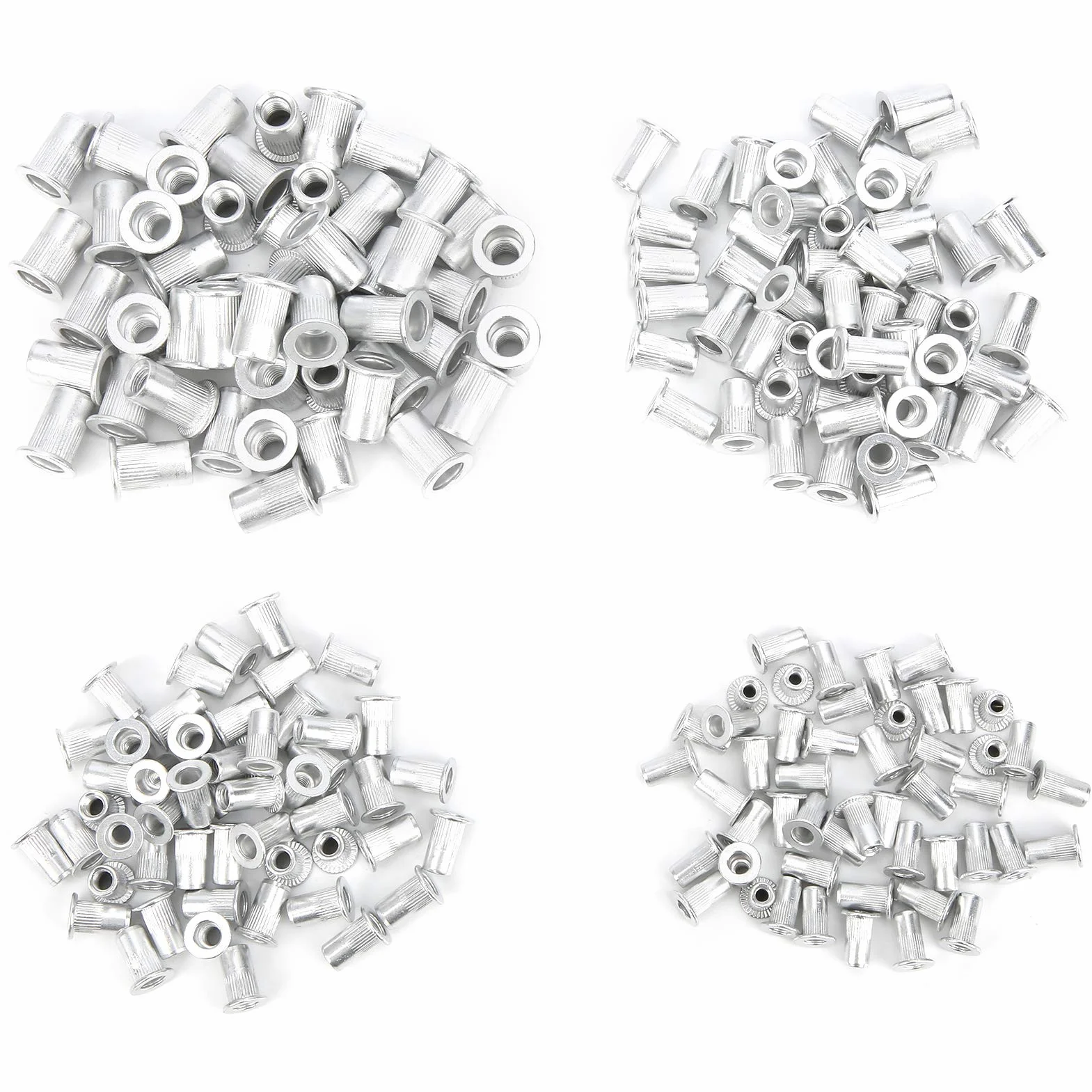 Nakrętki nitowe aluminiowe z łbem płaskim M3 M4 M5 M6 zestaw 200 szt.