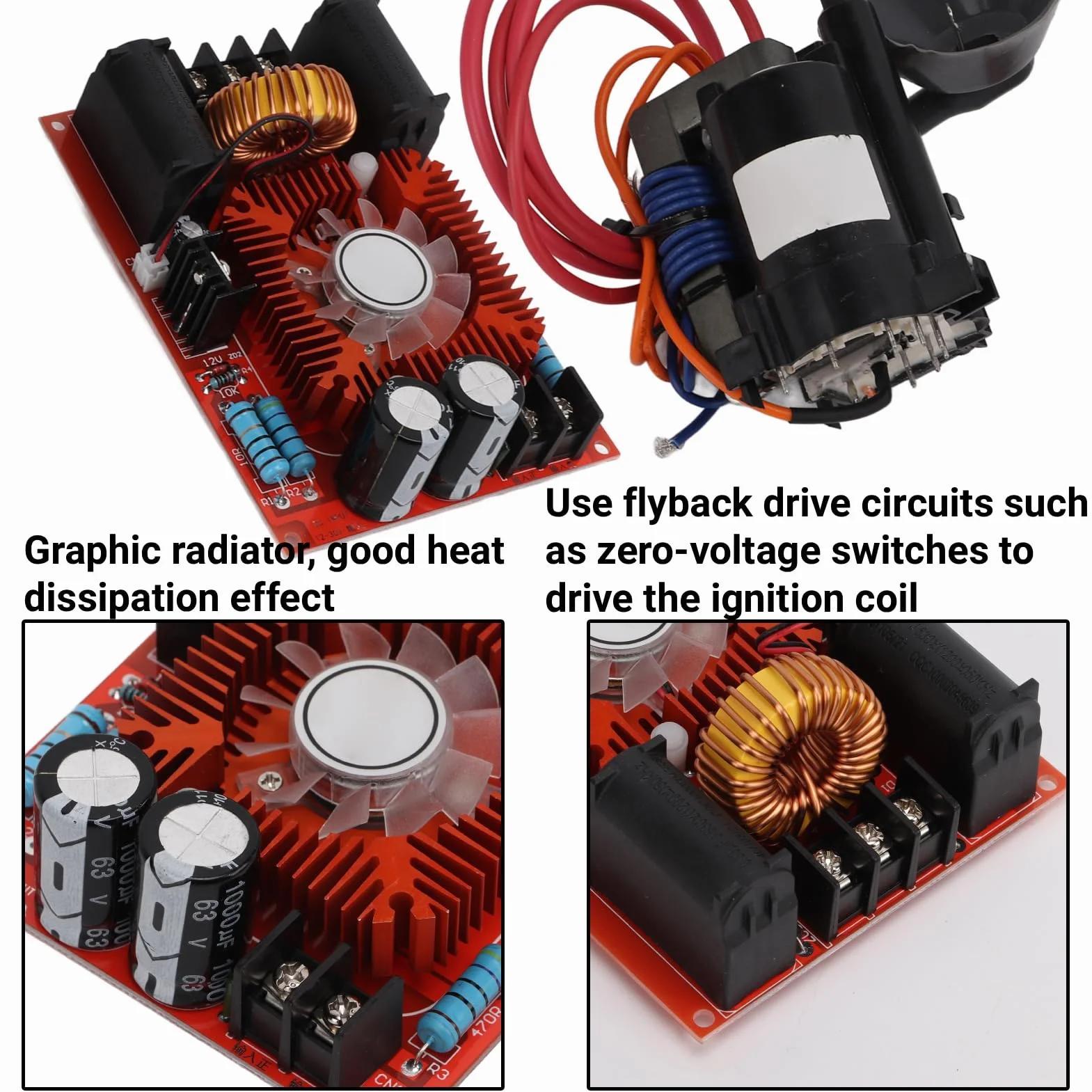 ZVS Driver Board Coil Power Supply Boost High Voltage Coil Flyback Driver Generator Heating Module Coil Driver Board DC12V 30V