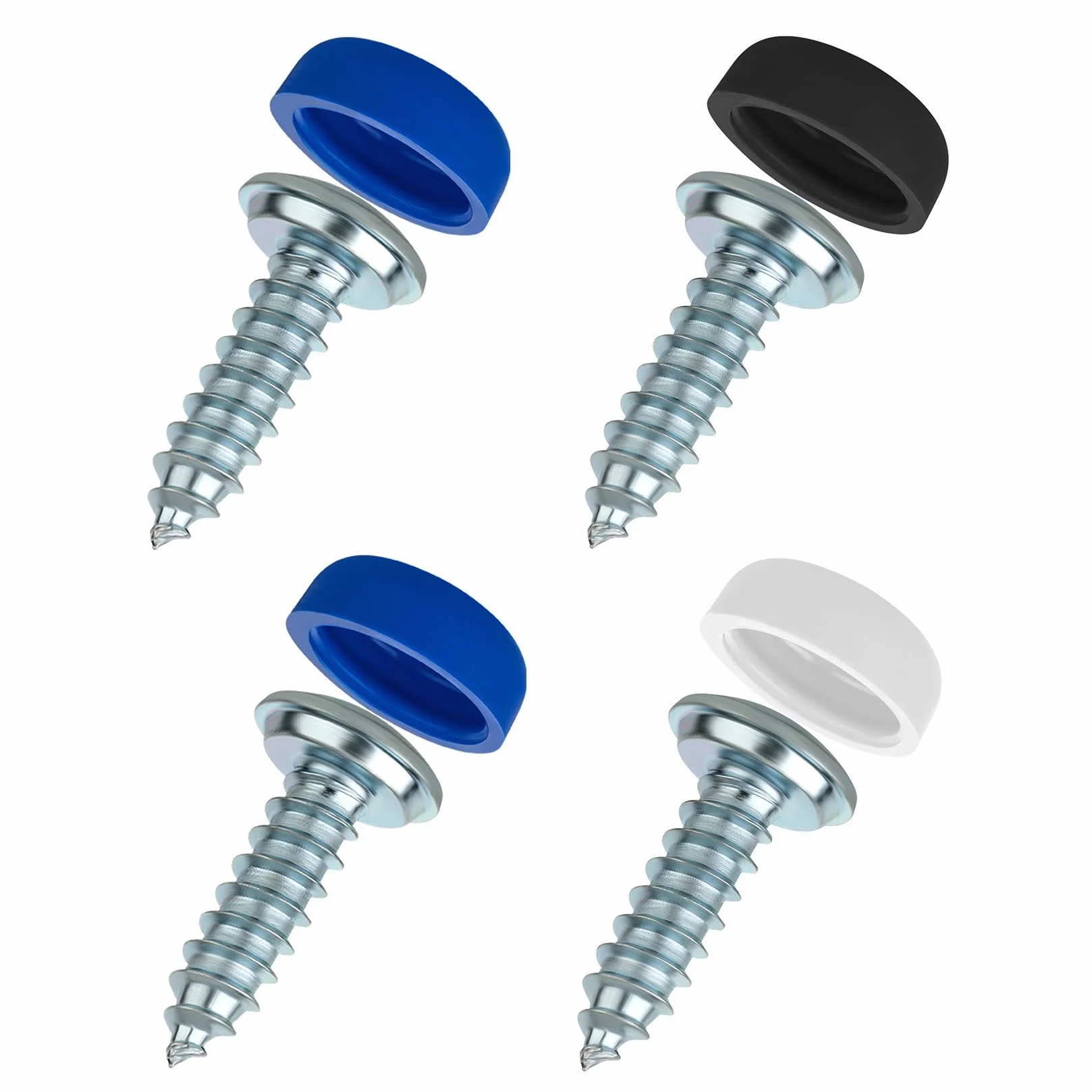 Zestaw 4 śrub do tablicy rejestracyjnej 4,8 x 16 mm z zaślepkami mocowanie