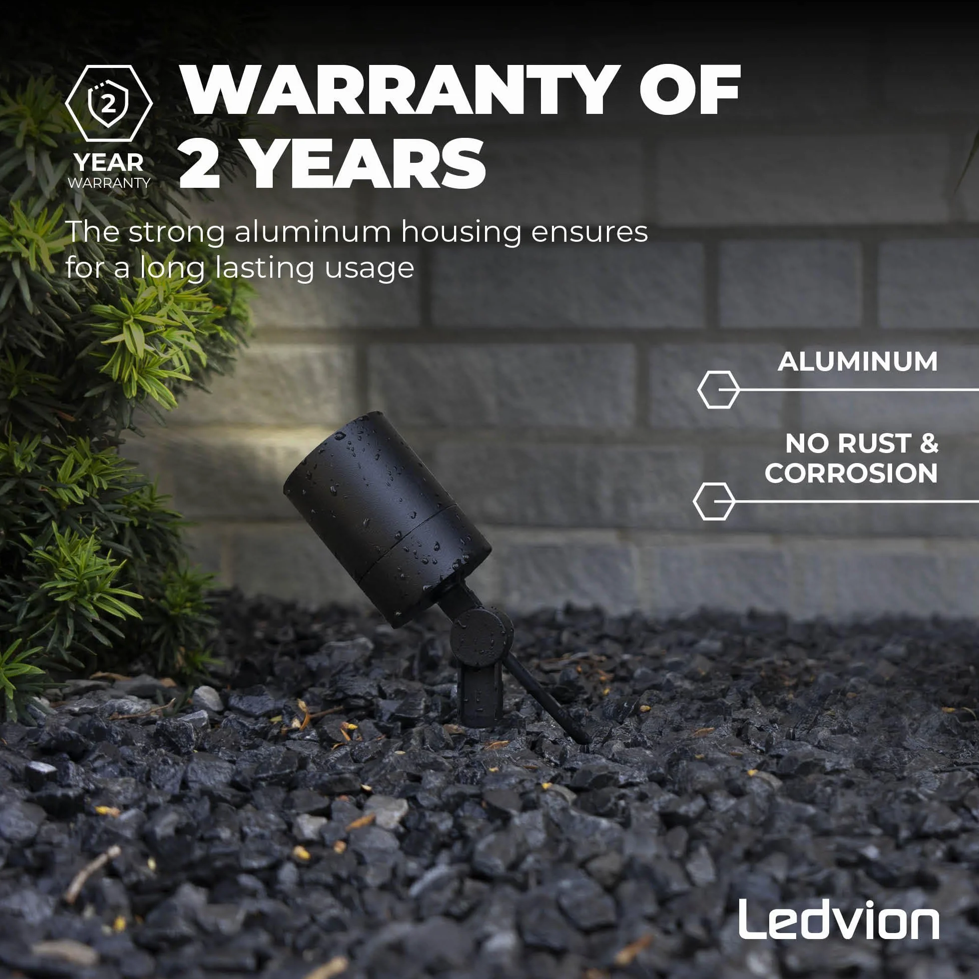 Ledvion Lampa ogrodowa LED GU10 5W IP65 czarna reflektor z kolcem ziemnym