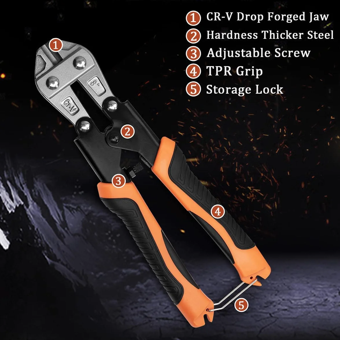 Nożyce Sprężynowe 8In Cr-V Przecinaki Do Drutu 20 cm Miękki Uchwyt Gumowy Maksymalny Otwór 6 mm