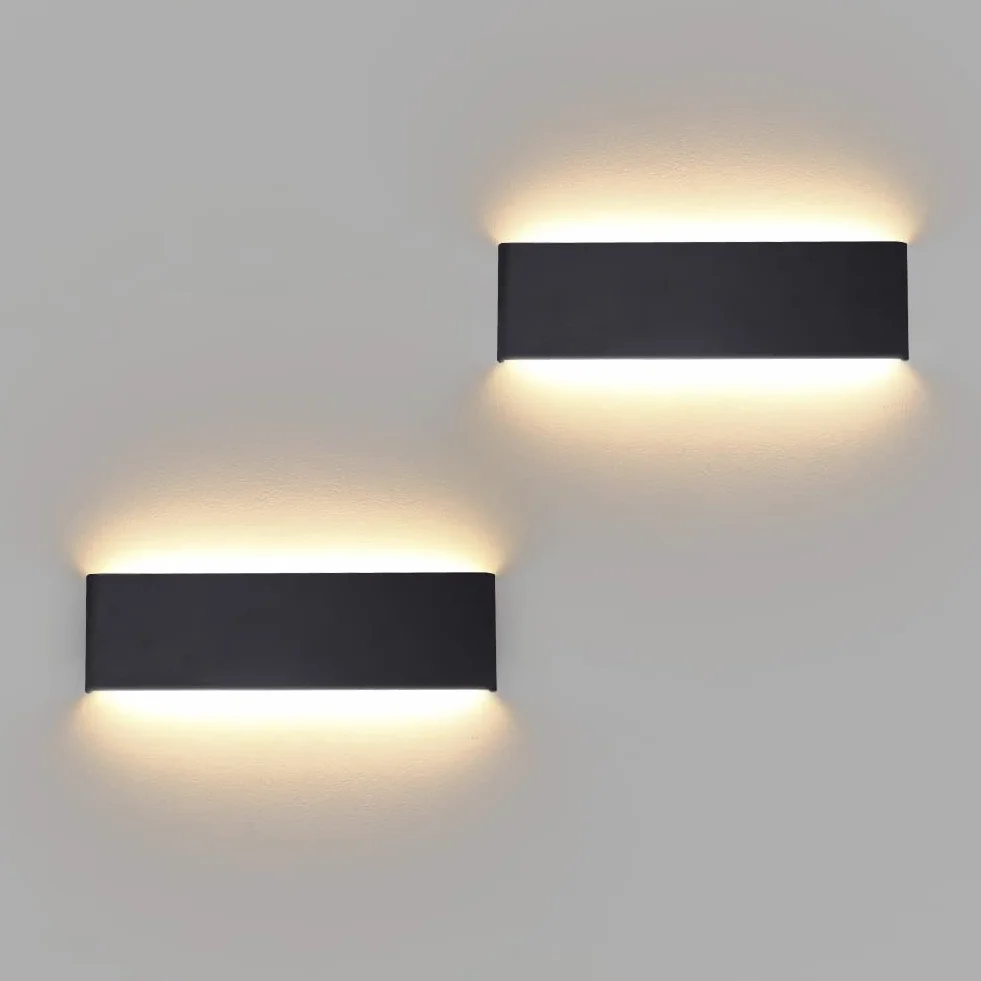 Klighten 2 sztuki lamp ściennych LED 10 W 30 cm góra-dół czarny 910 lumenów 3000 K ciepła biel