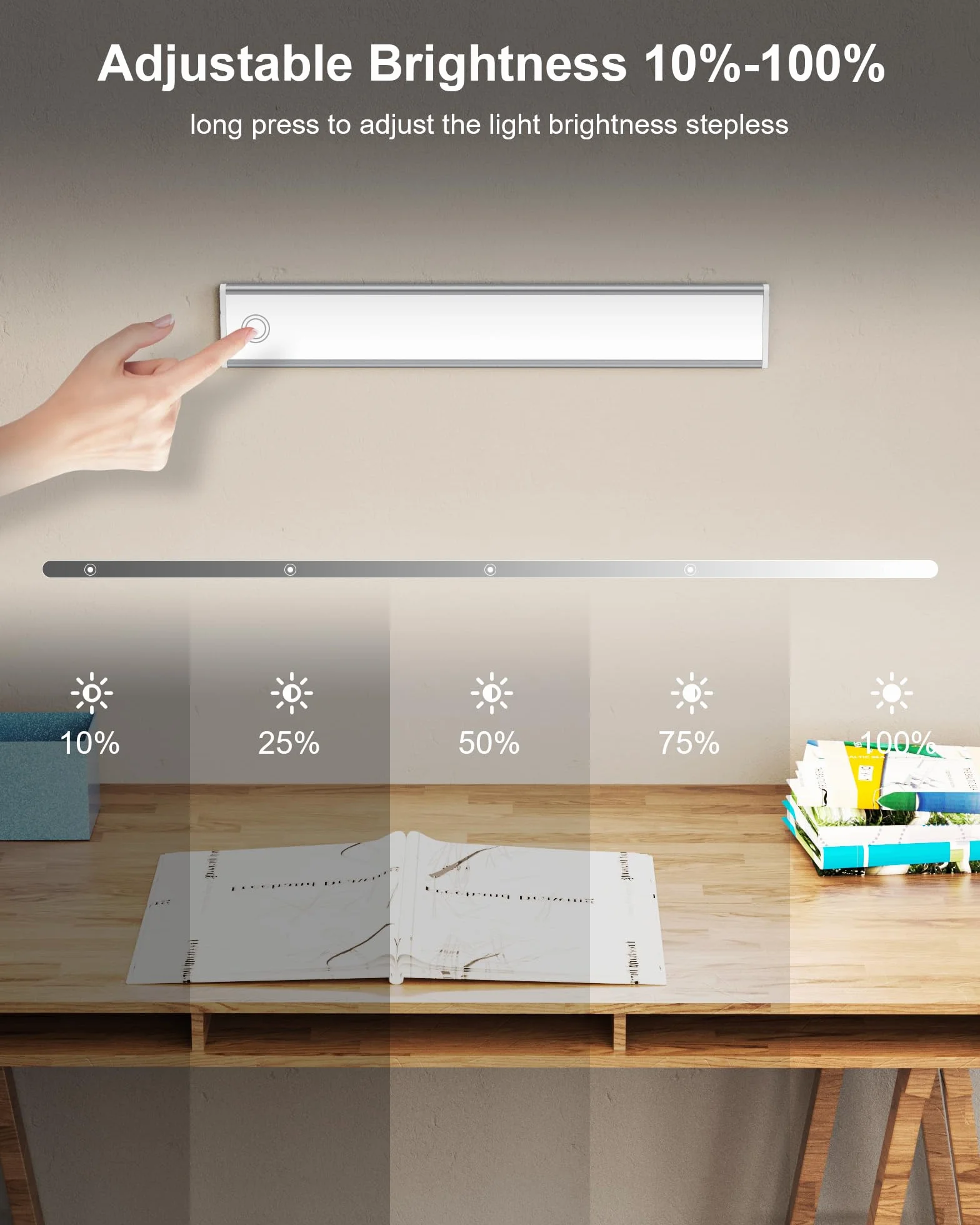 Mexllex Lampa podszafkowa LED 138 diod 1500 mAh 30 cm czujnik ruchu 2 sztuki