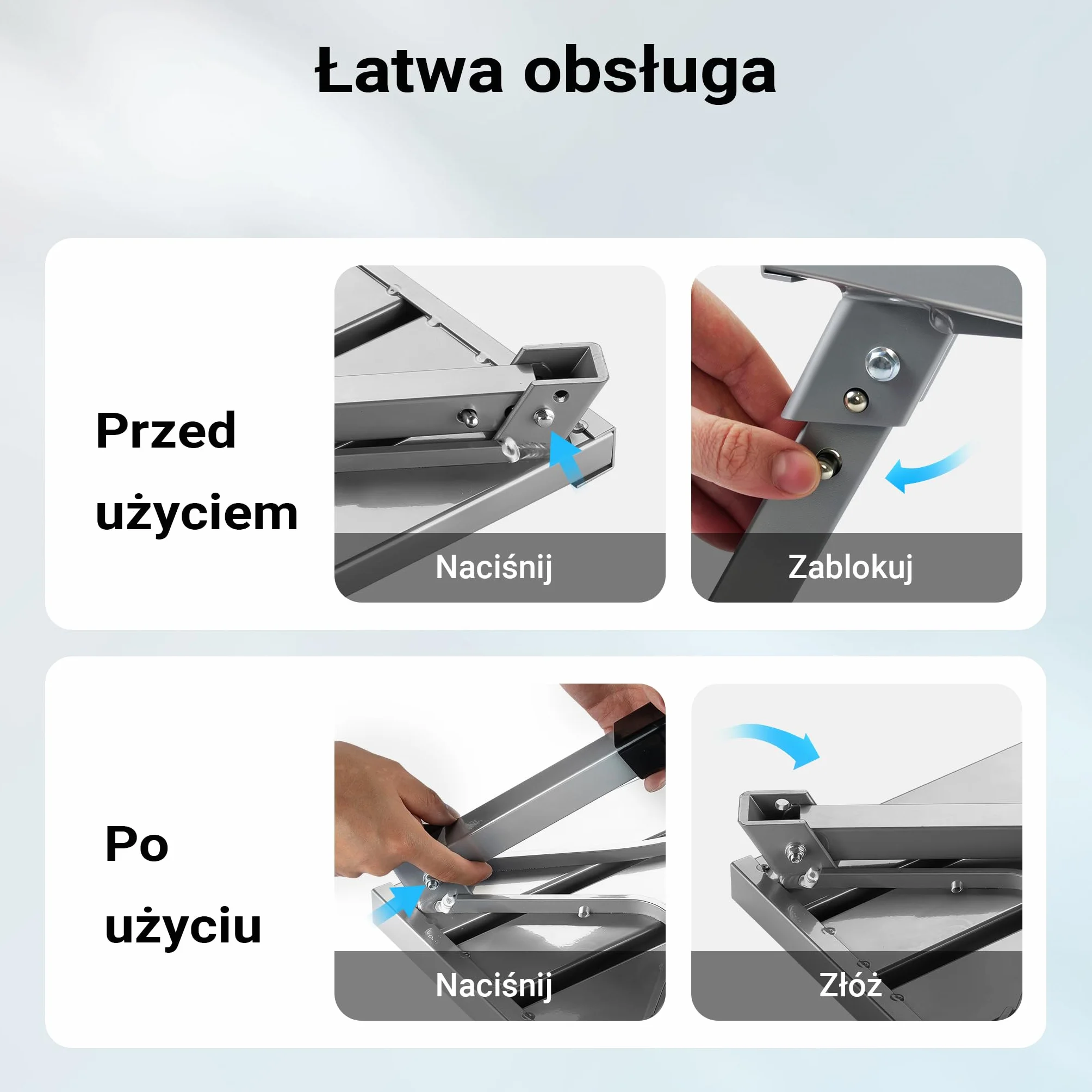 Wiltec Składane schodki z aluminium kempingowe do 220kg antypoślizgowa powierzchnia taboret