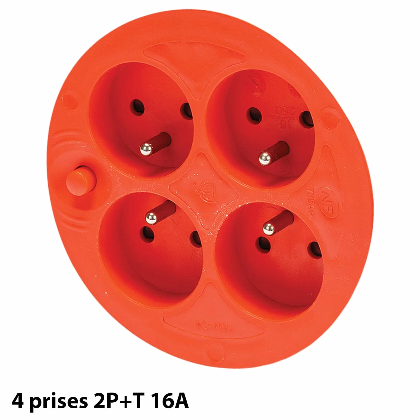 Velamp REEL-FR-40 Rallonge Prolongateur électrique 40 m avec enrouleur 4 Prises 16 A section 3G1,5 mm² + coupe-circuit. Noir et Rouge