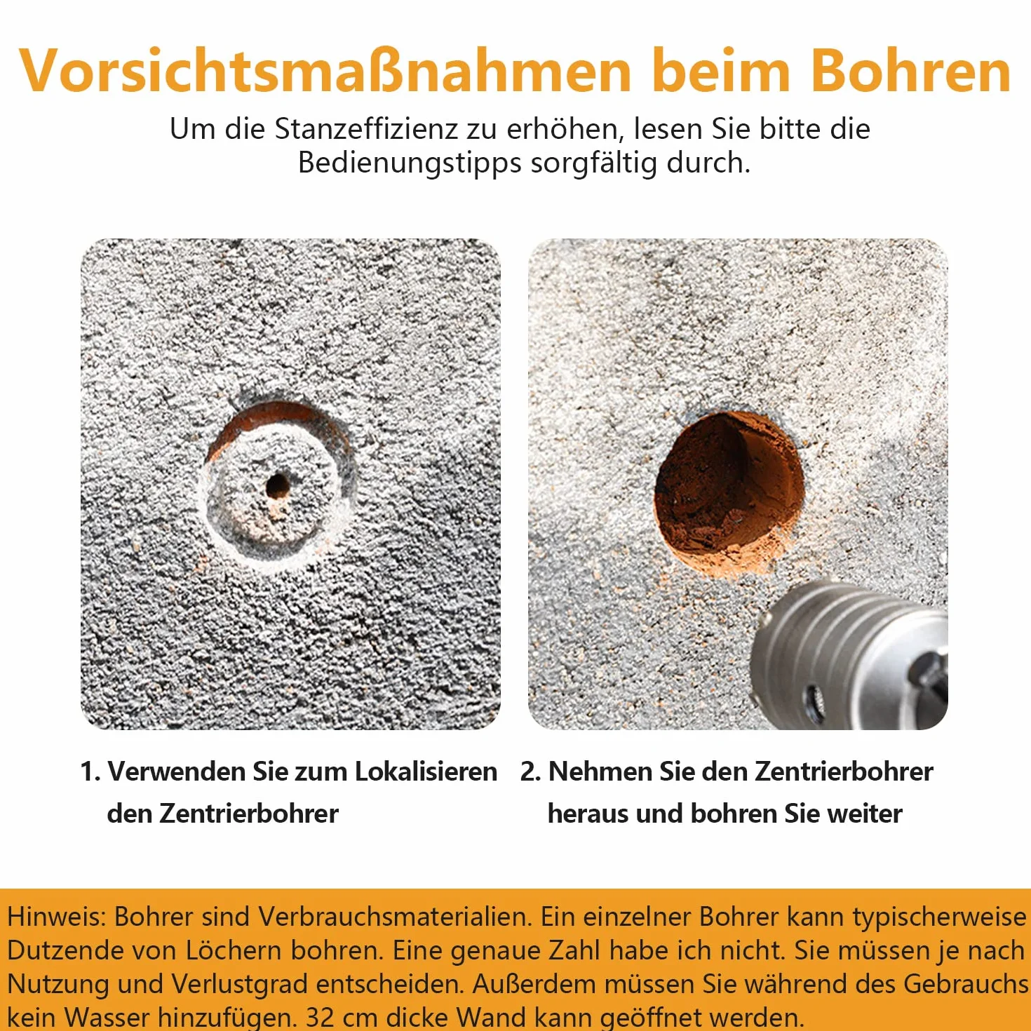 Zestaw wierteł rdzeniowych SDS Plus 30/40/50/68 mm 6 sztuk do betonu