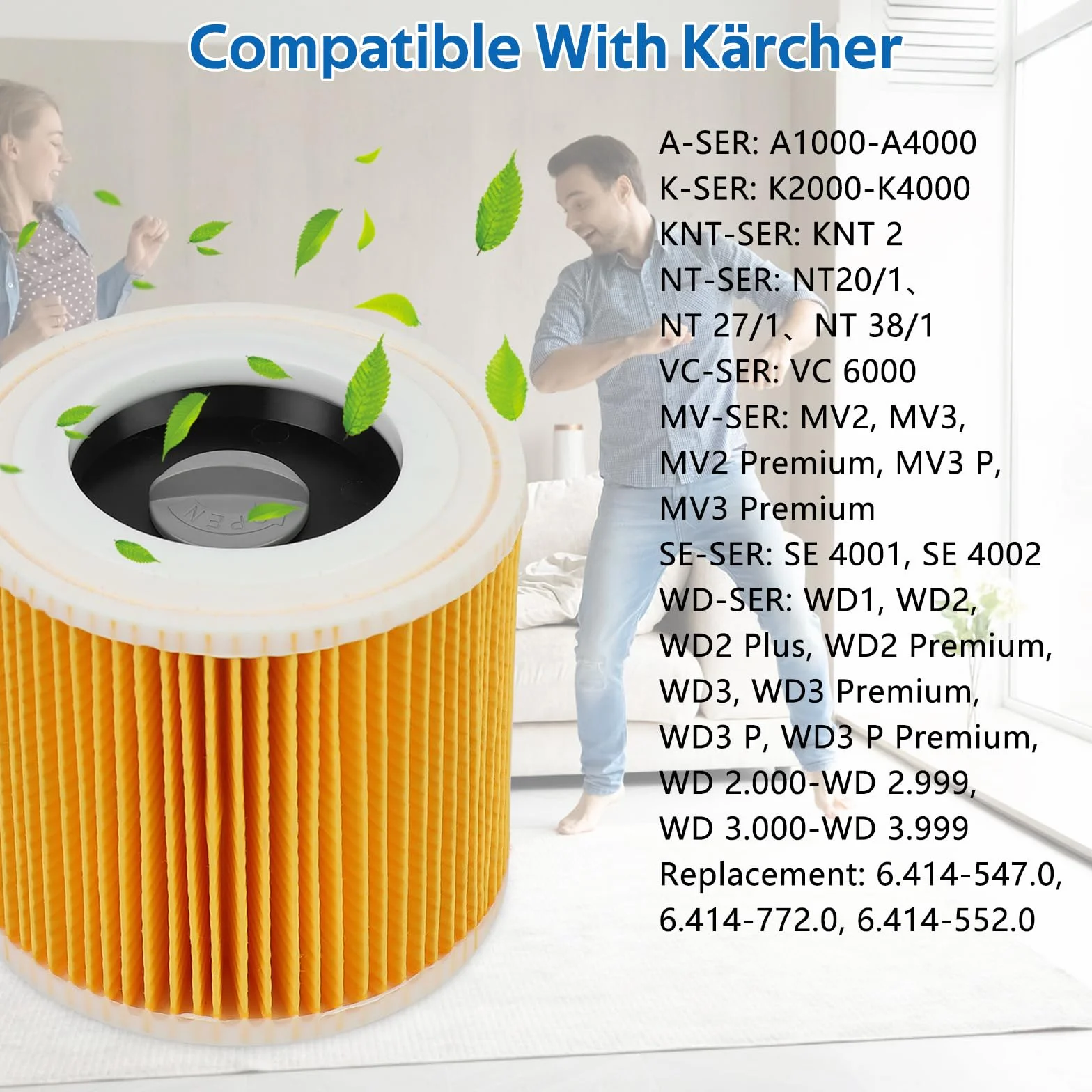 Wkłady filtrujące kompatybilne z odkurzaczem Karcher WD3