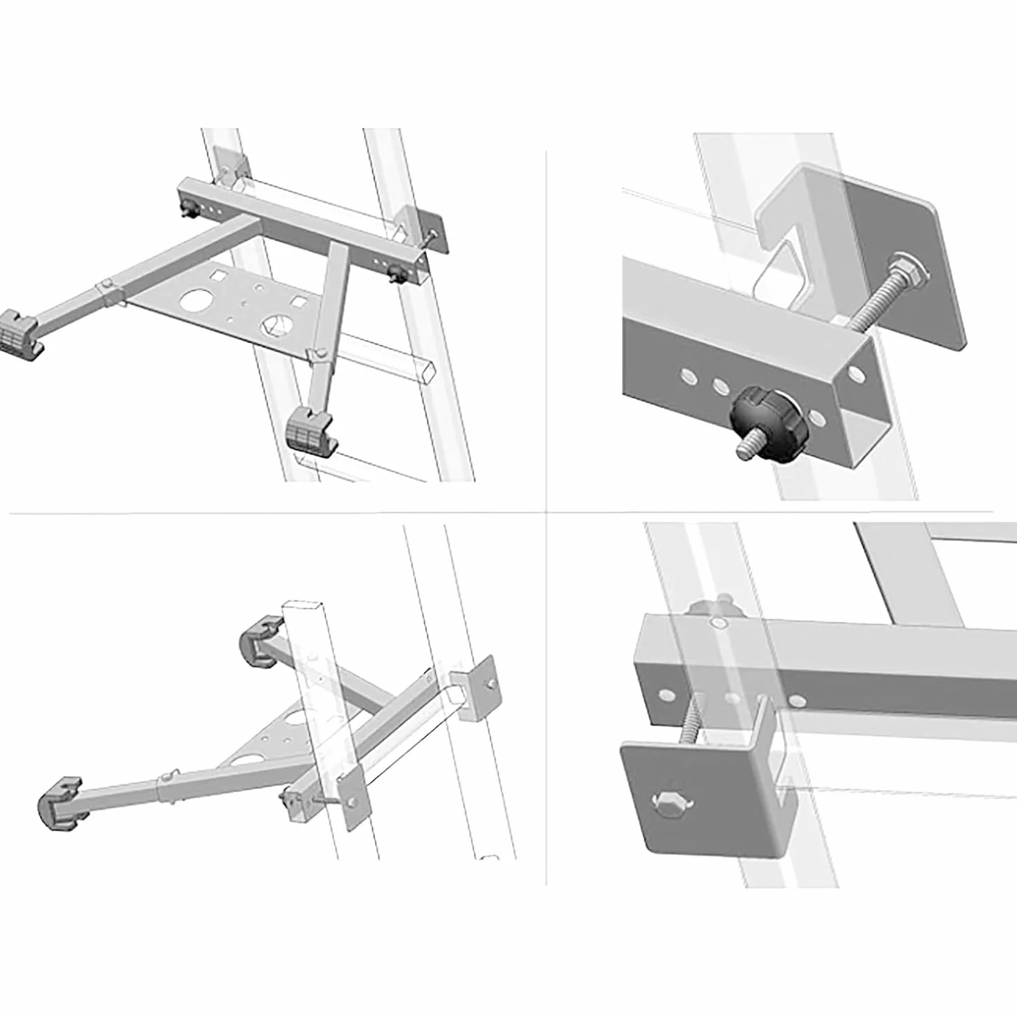 Stabilizator drabiny Uchwyt dystansowy regulowana długość 56-75 cm antypoślizgowy gumowy spód 175 kg