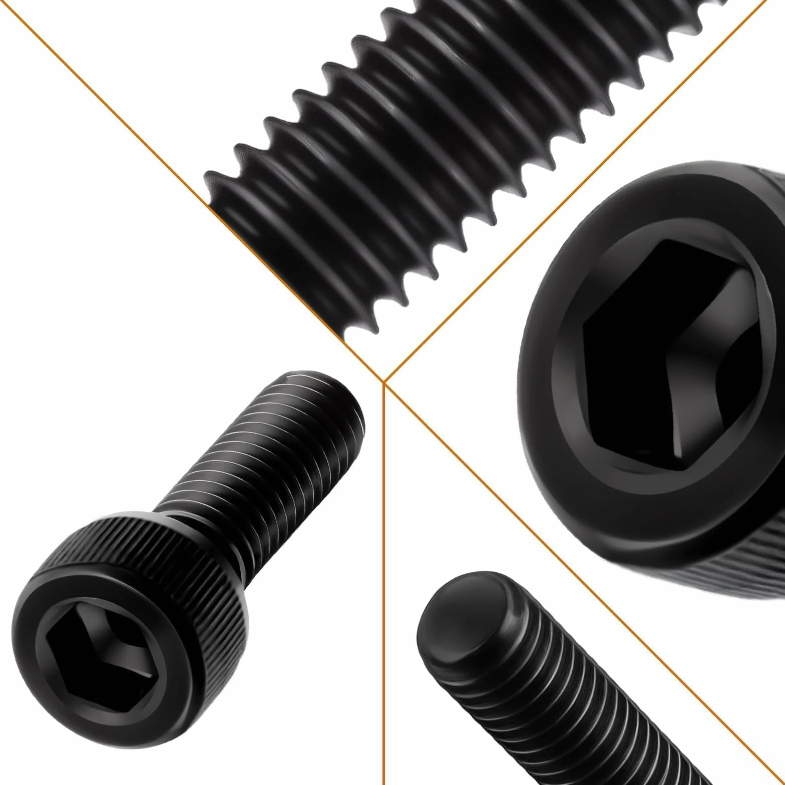 Śruby sześciokątne M3 x 12 mm ze stali węglowej, pełny gwint, 60 sztuk