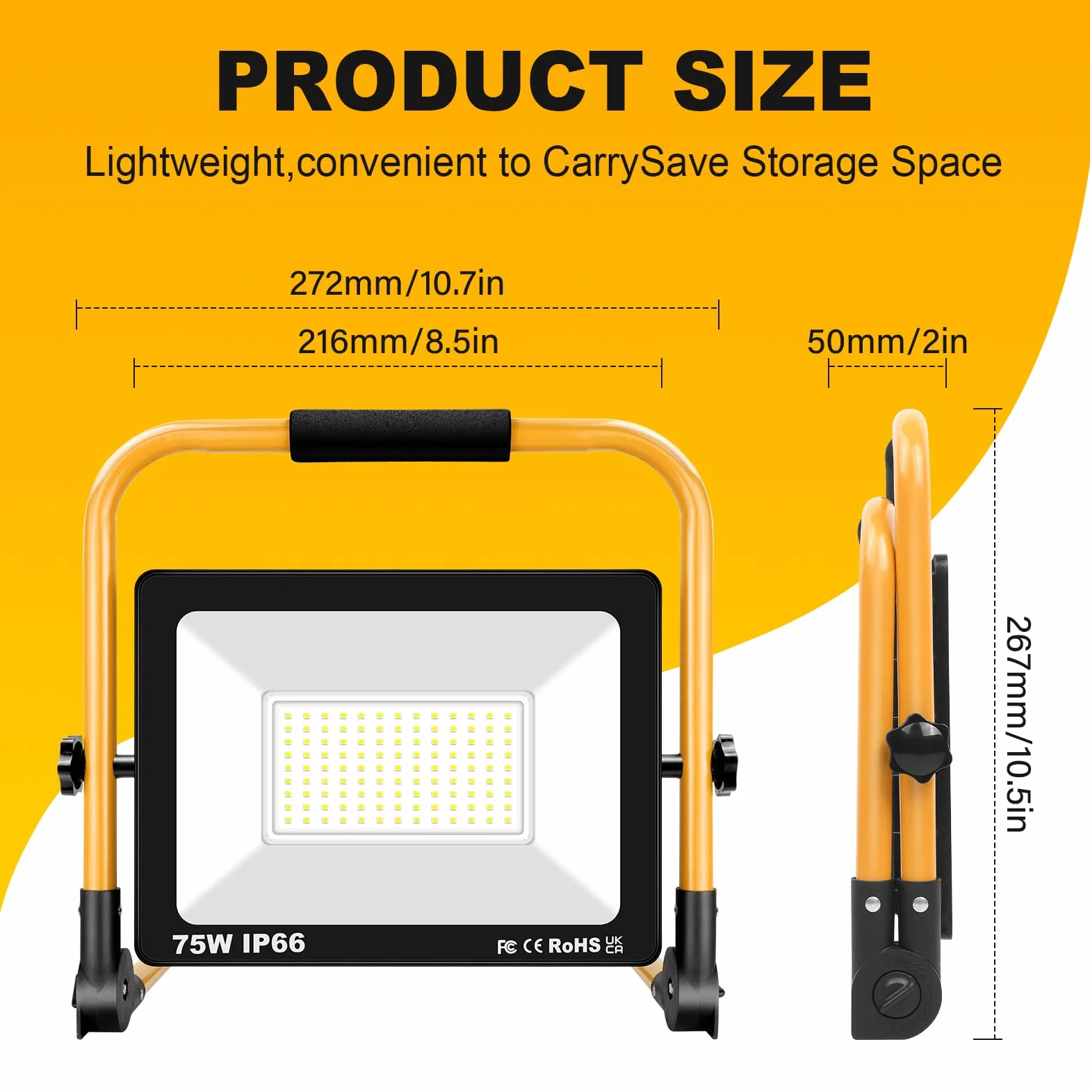 SKYWORLD 75W Projektor budowlany LED 7500LM 6000K biała wodoodporna