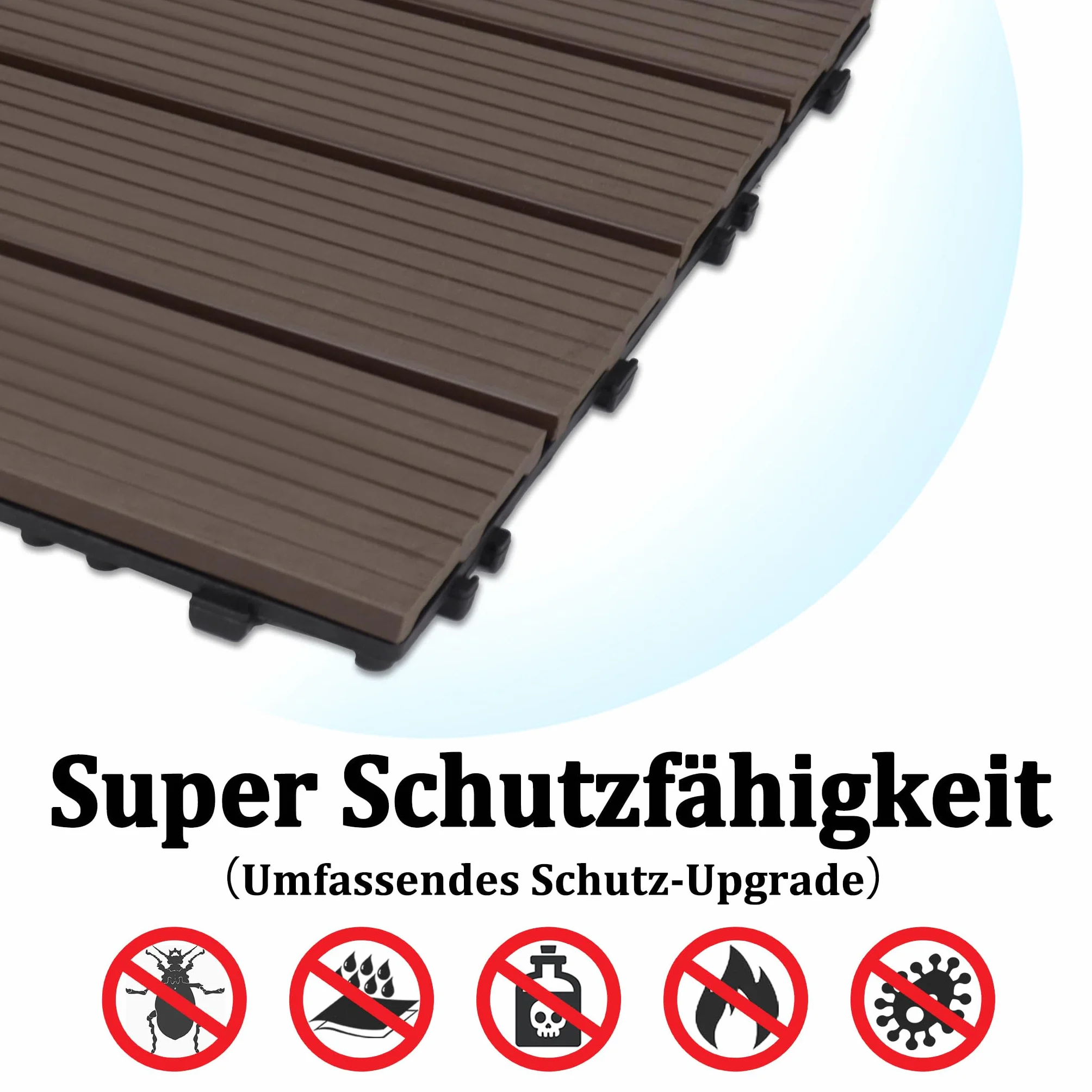 Wykładziny podłogowe na balkon taras WPC płytki o wyglądzie drewna system klikowy 30 x 30 cm 55 sztuk
