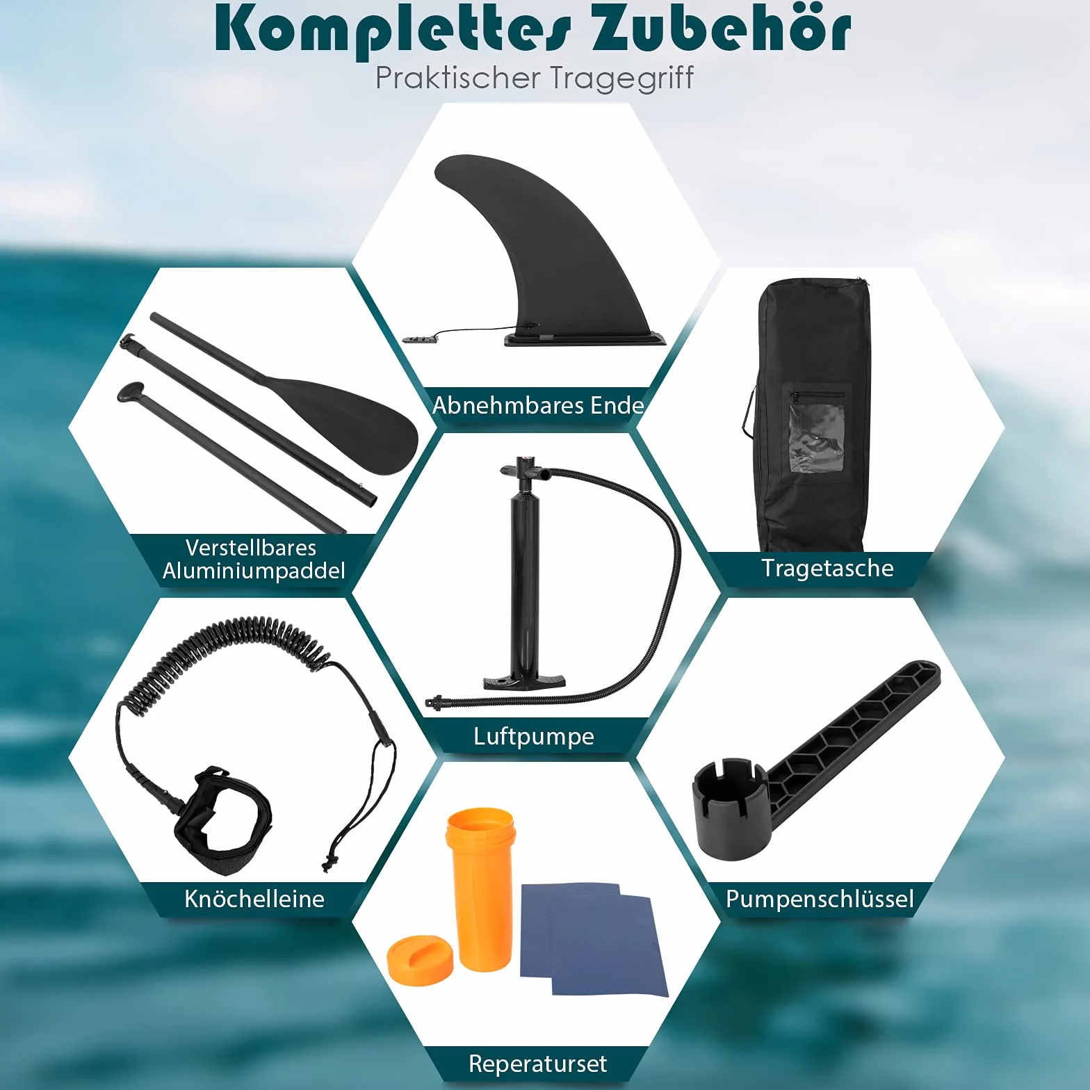 GOPLUS 320/335 x 76 x 15 cm, deska do wiosłowania, nadmuchiwana deska SUP, deska do wiosła z pompką, wysuwanym wiosłem i linką do ściągania stóp, 3 płetwy, w zestawie plecak i zestaw naprawczy