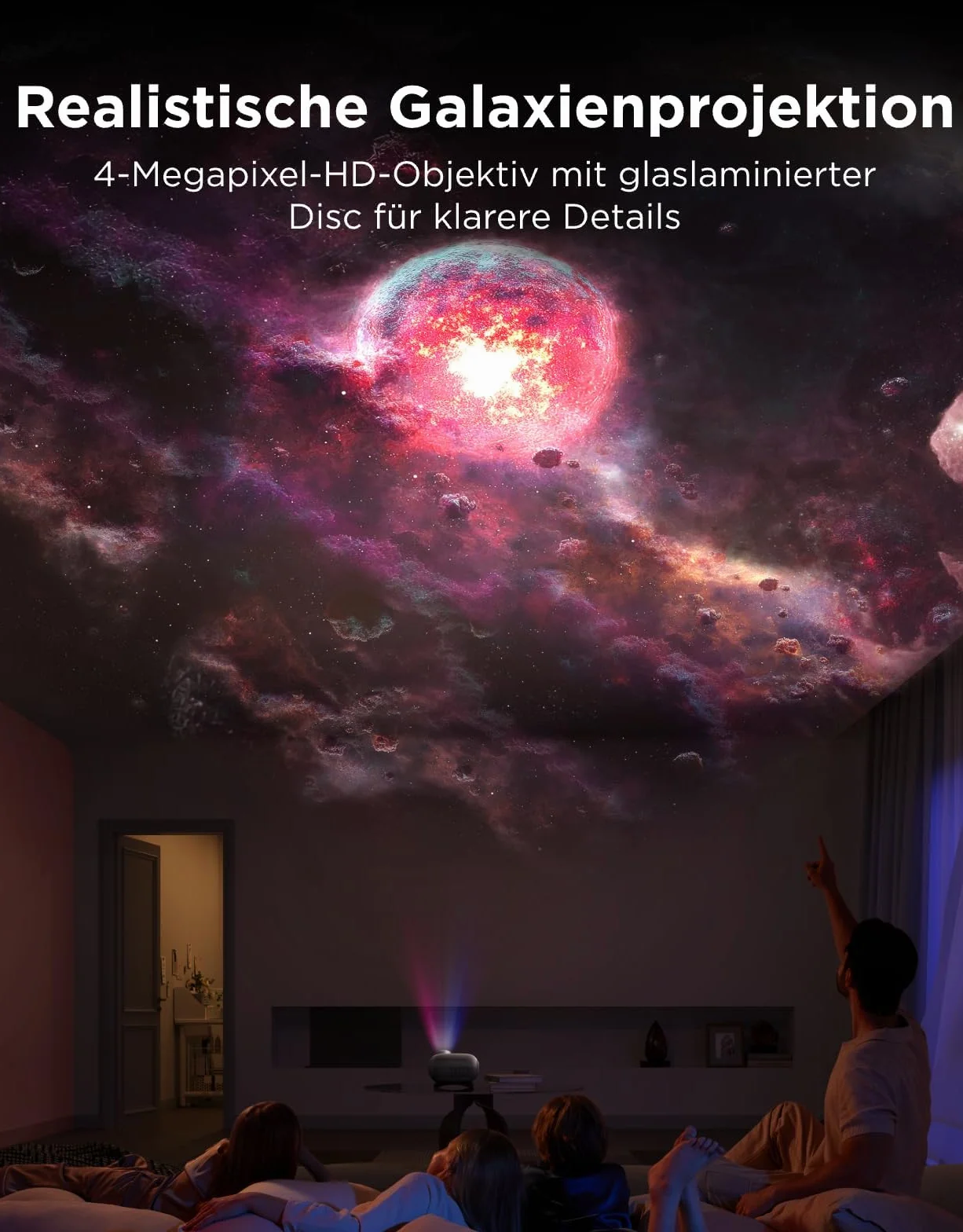 Govee Projektor LED gwiaździstego nieba, planetarium, 8 dysków filmowych, 20 trybów scenerii, 21+ białych szumów, kompatybilny z Alexą, obrót 360°, lampka nocna z timerem