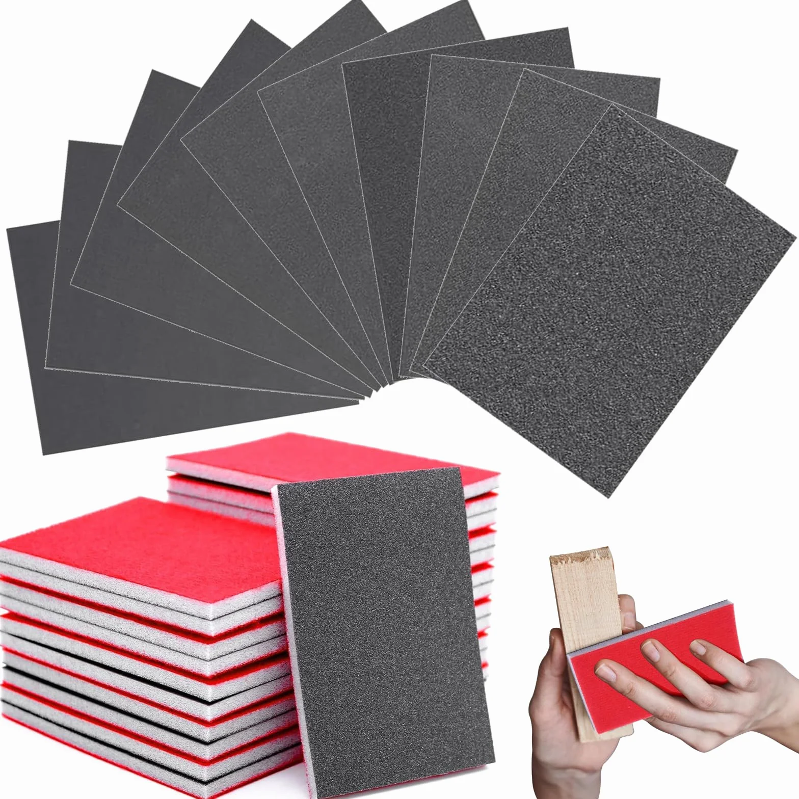 Gąbki szlifierskie P180-P2000 20 sztuk papier ścierny na sucho i mokro blok szlifierski do drewna metalu