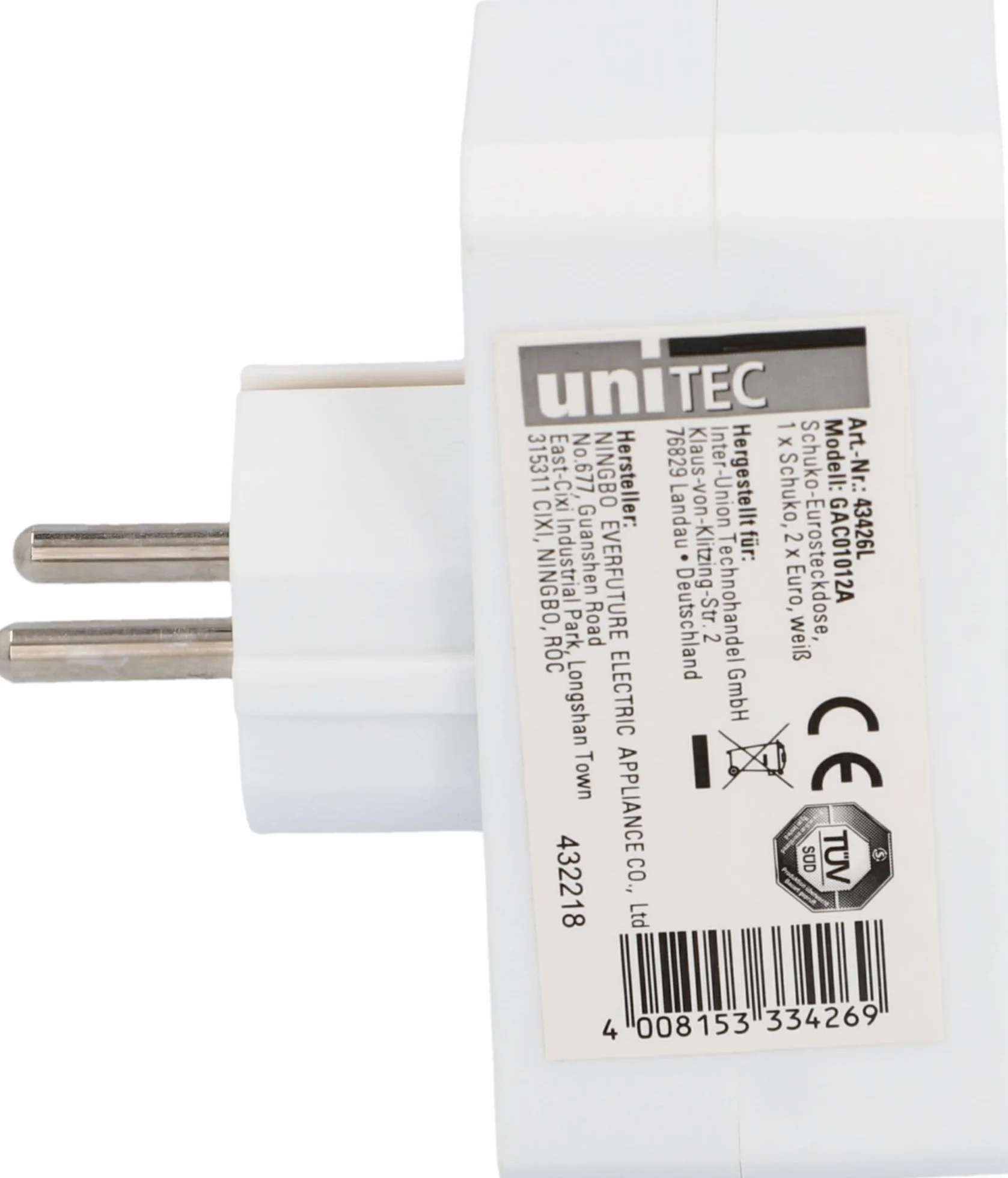Unitec 43426L Rozdzielacz Biały 10 x 4,5 x 7,5 cm
