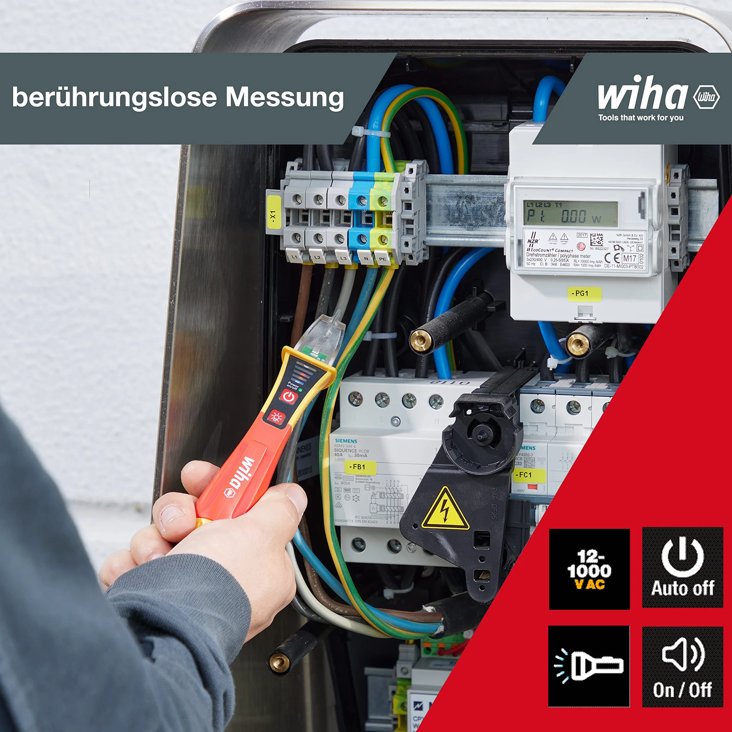 WIHA jednorakowy niekontaktowy detektor woltów 12-1000 VAC/VDC
