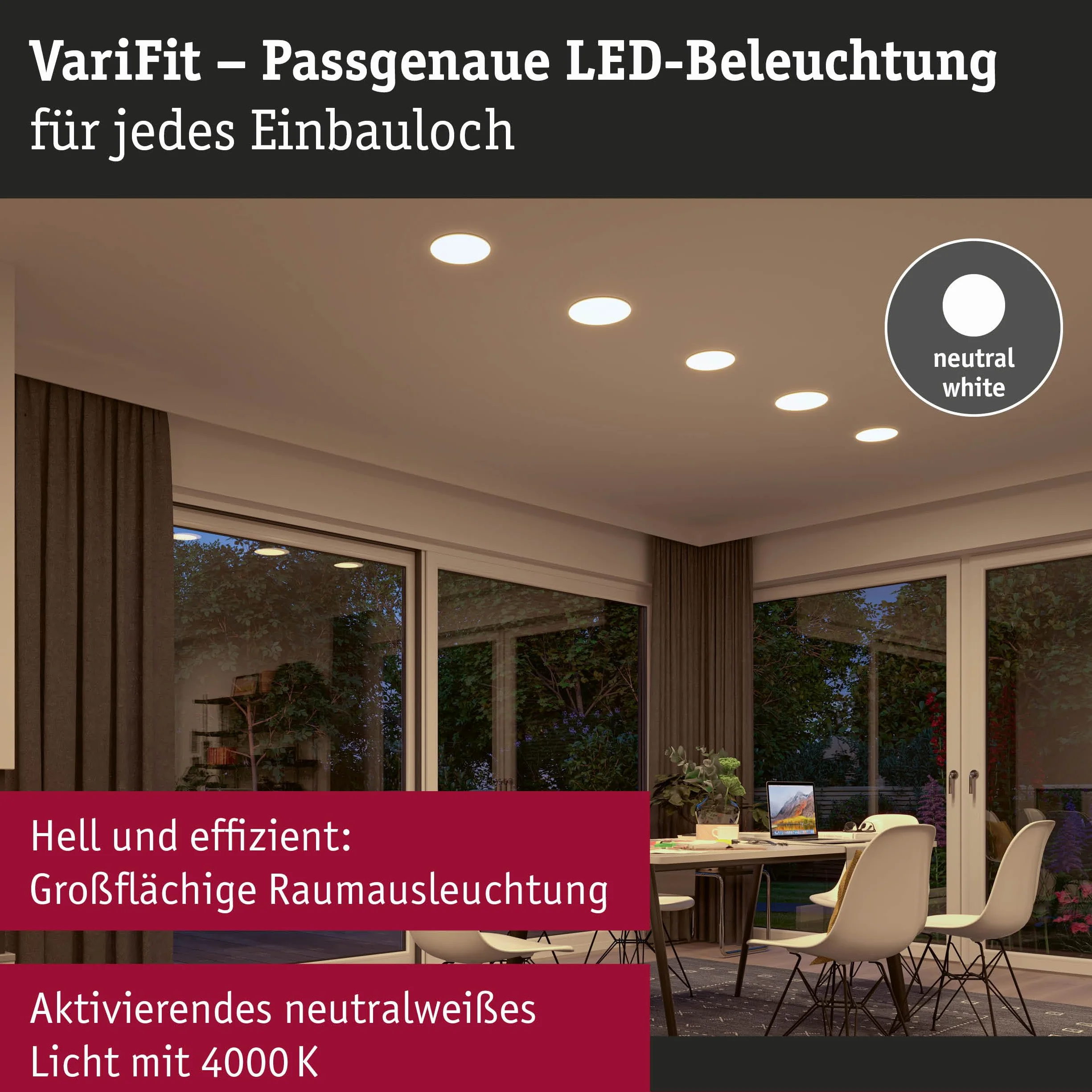 Paulmann Veluna VariFit panel LED oprawa do zabudowy IP44 neutralnie biały 75mm 4.5W satynowa tworzywo sztuczne 4000K