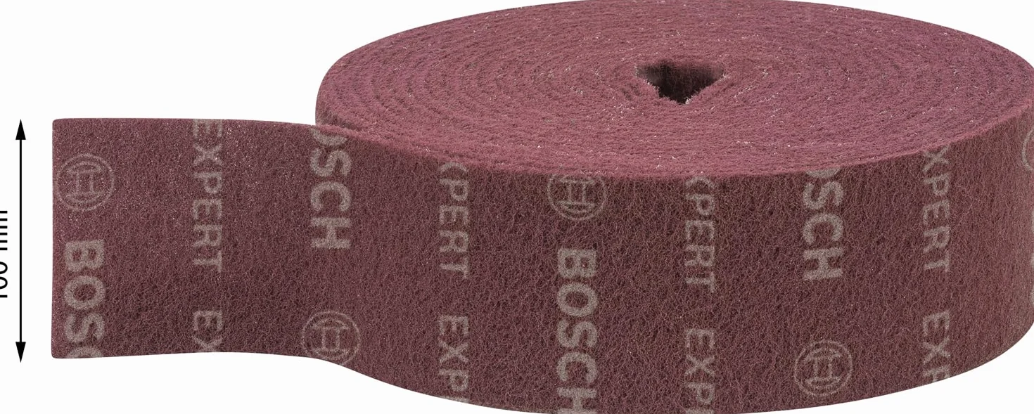 Bosch Rolki włókniny EXPERT N880 100 mm x 10 m do stali nierdzewnej i blachy stalowej, akcesoria do szlifowania ręcznego