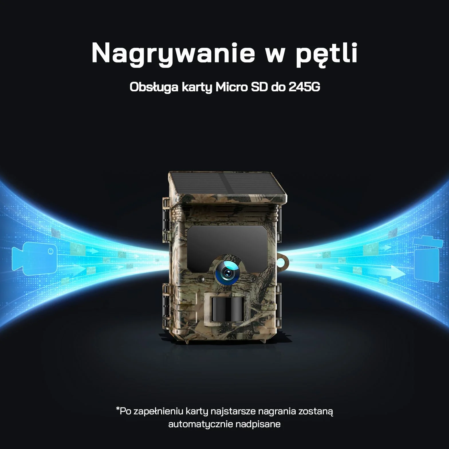 WOLFANG Solarna kamera do dzikiej przyrody, 4K, 46 MP, WiFi Bluetooth z noktowizorem, aktywowana ruchem, czas wyzwalania 0,1 s, wodoodporna kamera IP66, do monitorowania dzikiej przyrody, z kartą