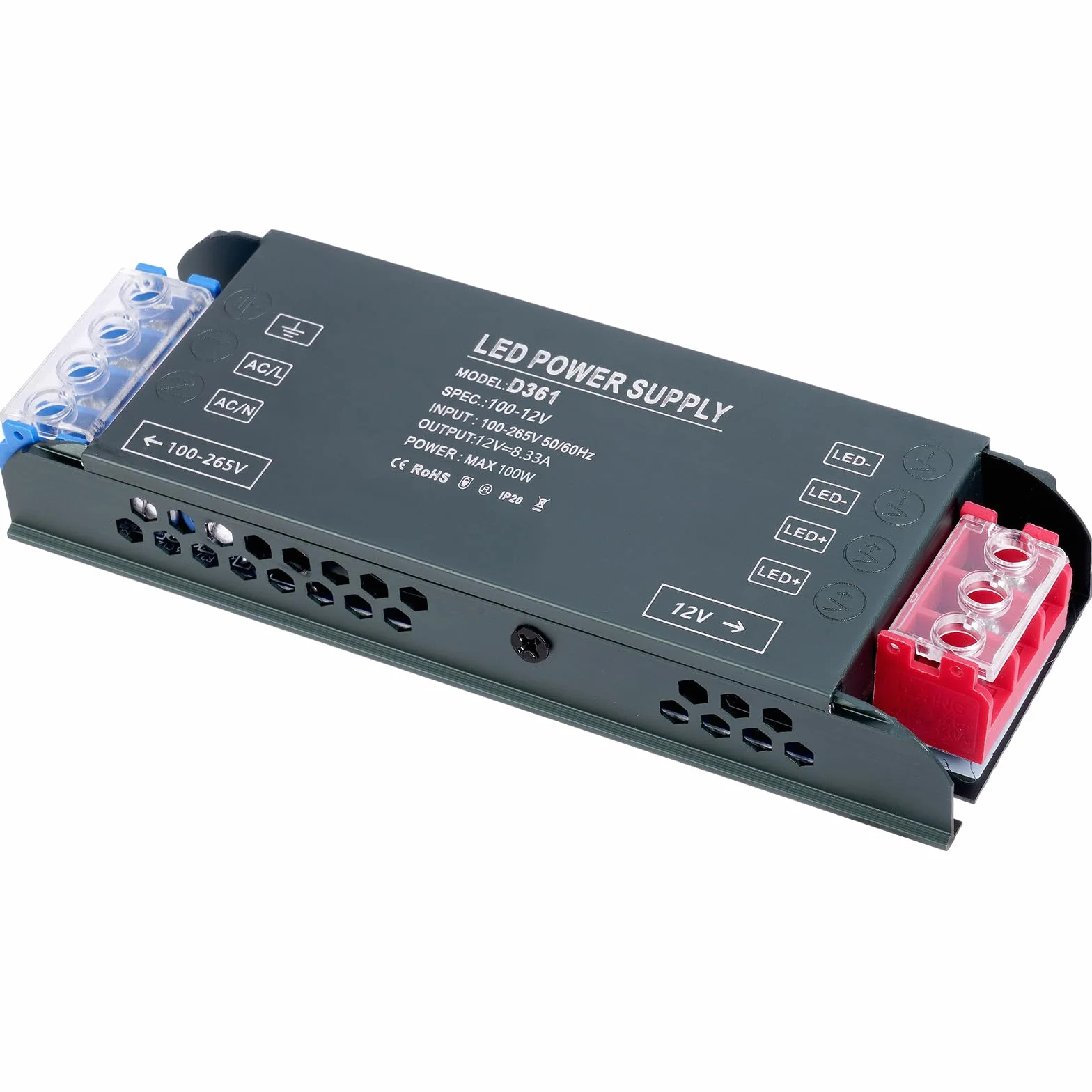 AXFEE Transformator LED 240V 12V 100W ultra cienki sterownik LED do taśm LED reflektorów