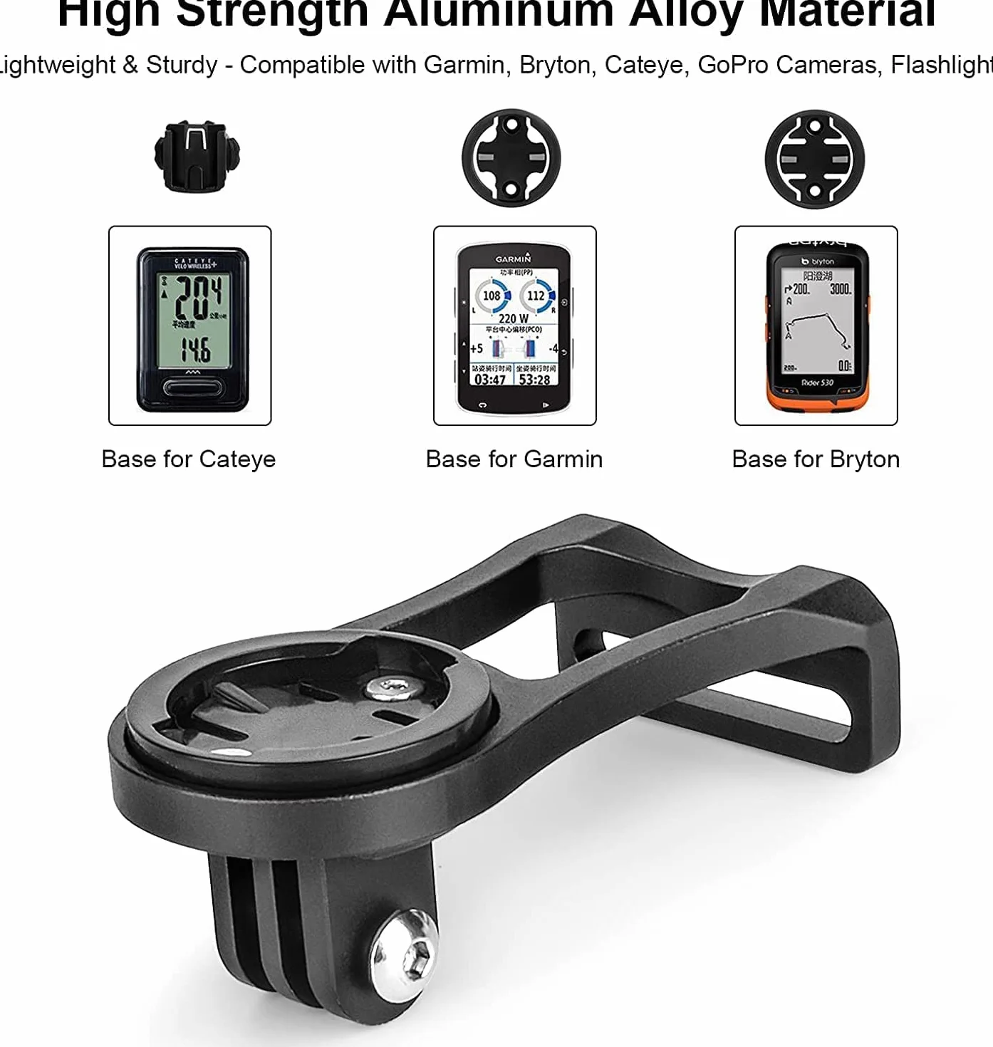 Garmin Edge Extended Out-Front uchwyt, regulowany uchwyt rowerowy, GPS uchwyt na komputer rowerowy dla Garmin, uchwyt na mostek kierownicy dla Garmin Edge Gopro 200, 500, 510, 520, 800, 810, 820, 1000
