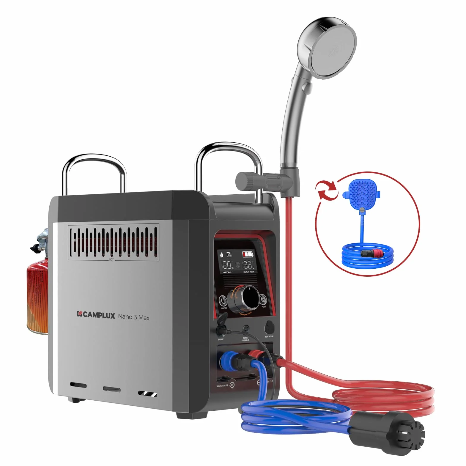 CAMPLUX Nano 3 Max Gazowy Podgrzewacz Wody Przenośny 3 L/min Butan 28-30 mbar 12V
