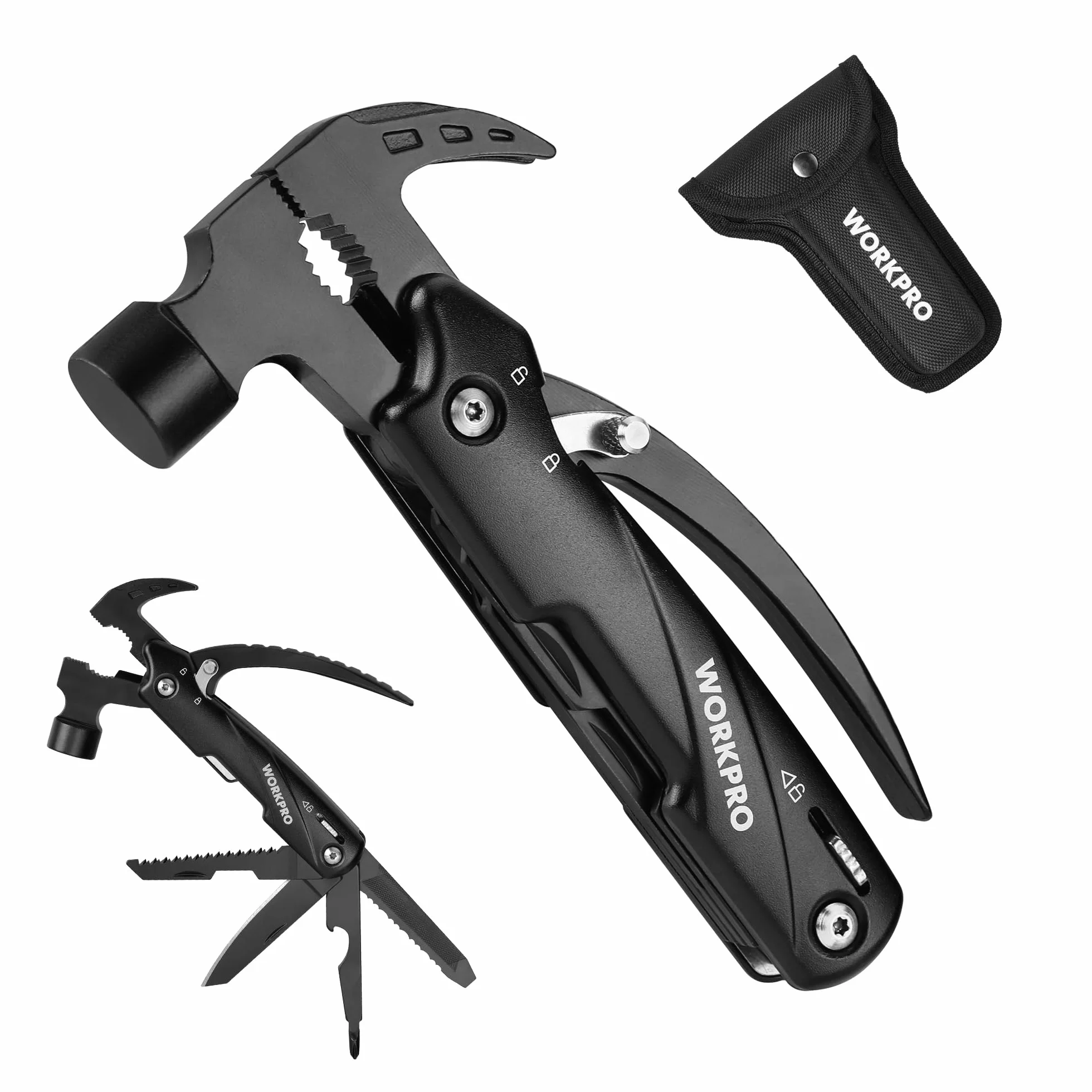 WORKPRO Młotek wielofunkcyjny 12 w 1 z nylonową osłoną, piłą i nożem