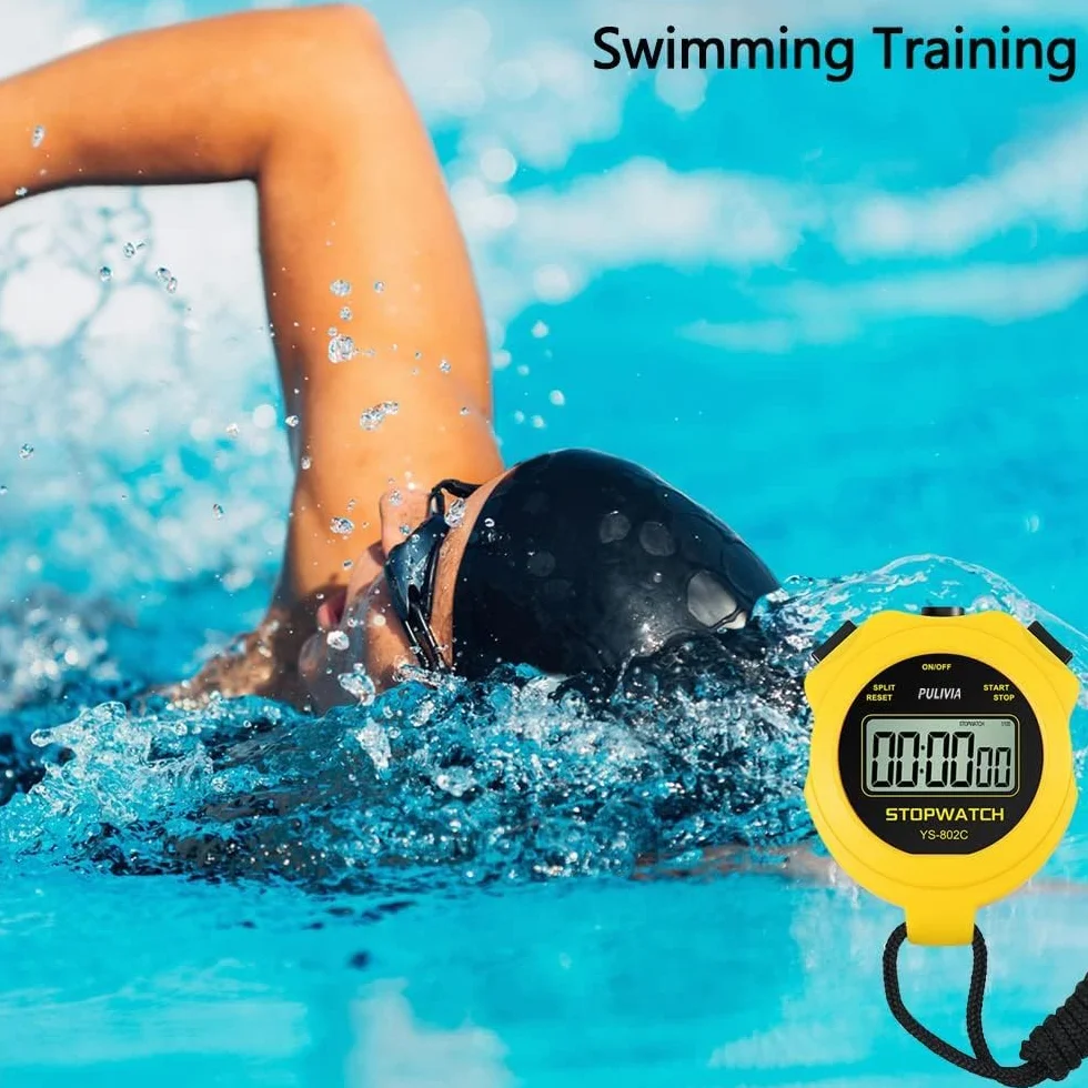 Cyfrowy stopwatch timer Only Stopwatch with ON/OFF, No Clock No Date Silent Simple Operation Children Friendly, PULIVIA Sport Stopwatch for Kids Coaches Running Swimming Sports Training Yellow
