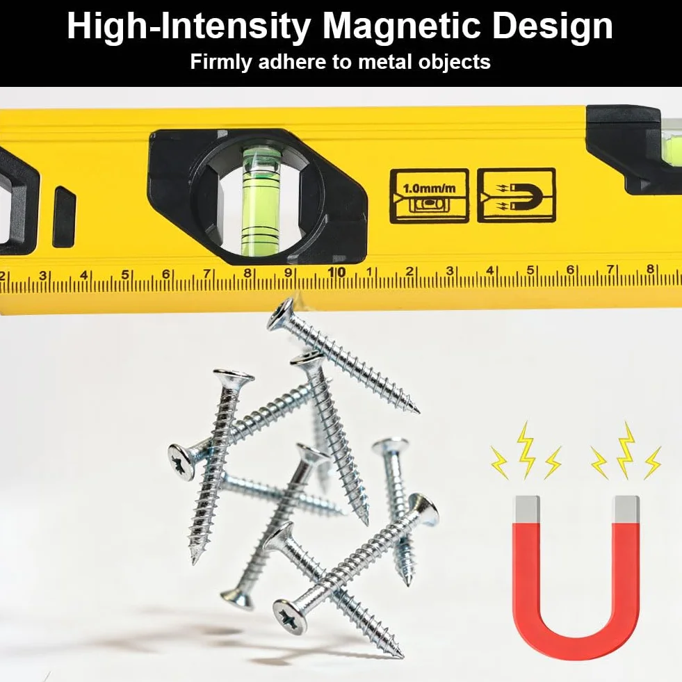 Flintronic Poziomica magnetyczna 40 cm, profil aluminiowy, 3 libelki 45°/90°/180°