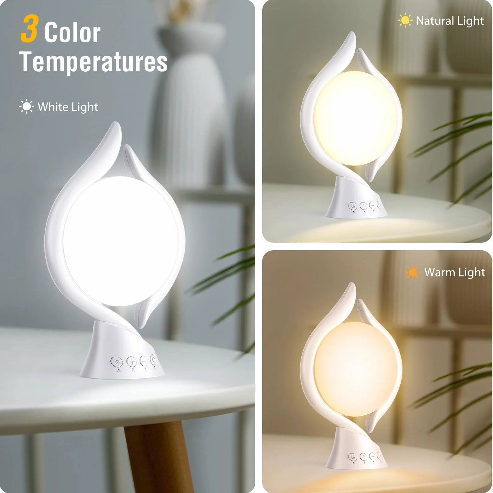 Lampa do terapii światłem 10000 Lux z 3 trybami temperatury (biała)