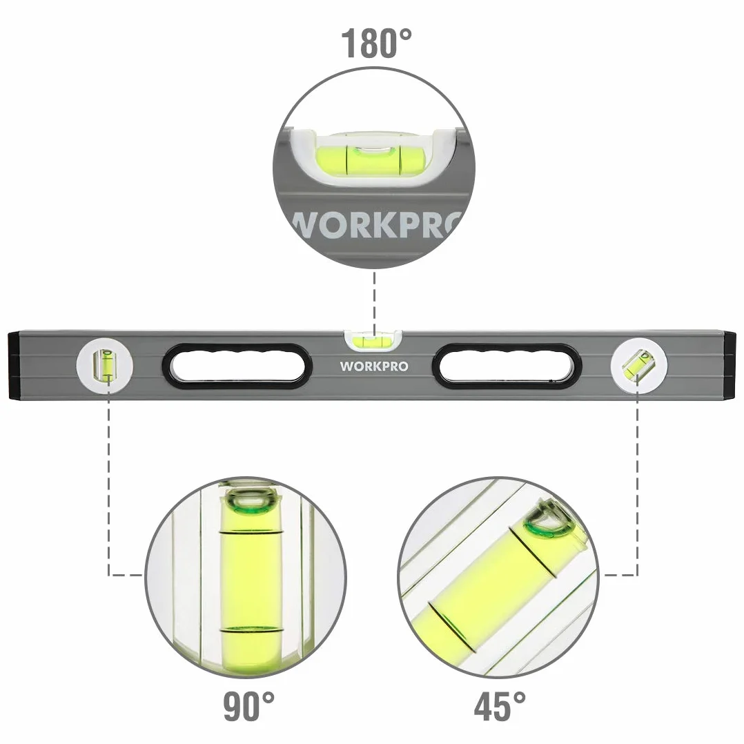 WORKPRO Zestaw 3 poziomic Torpedo 23 cm 40 cm 60 cm magnetyczna niemagnetyczna