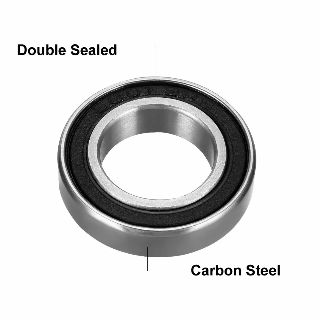 sourcing map łożysko kulkowe zwykłe 6801-2RS 12 mm x 21 mm x 5 mm stal węglowa