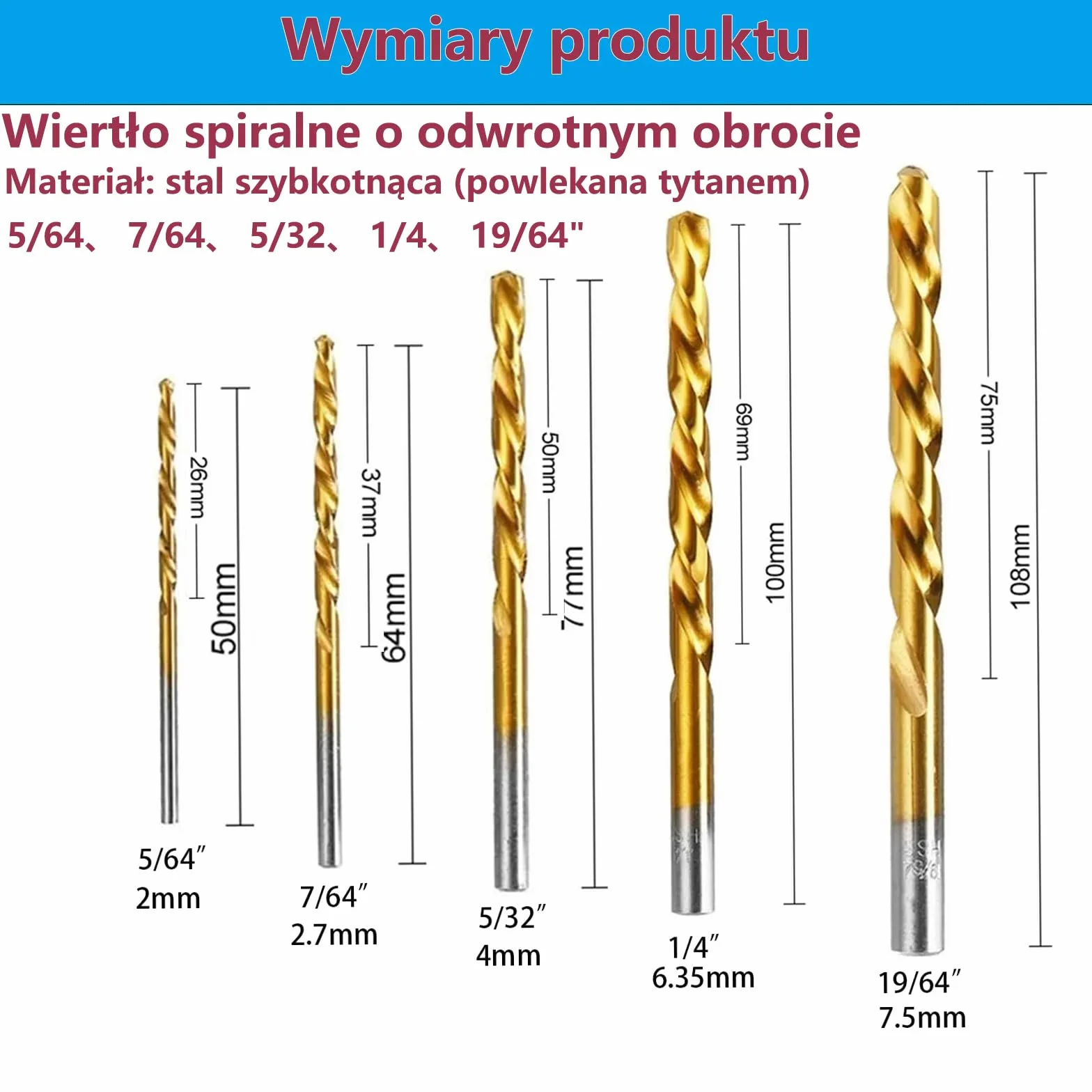 Zestaw wykrętaków do śrub kobaltowych lewoskrętnych – Ekstraktor uszkodzonych śrub do drewna i metalu