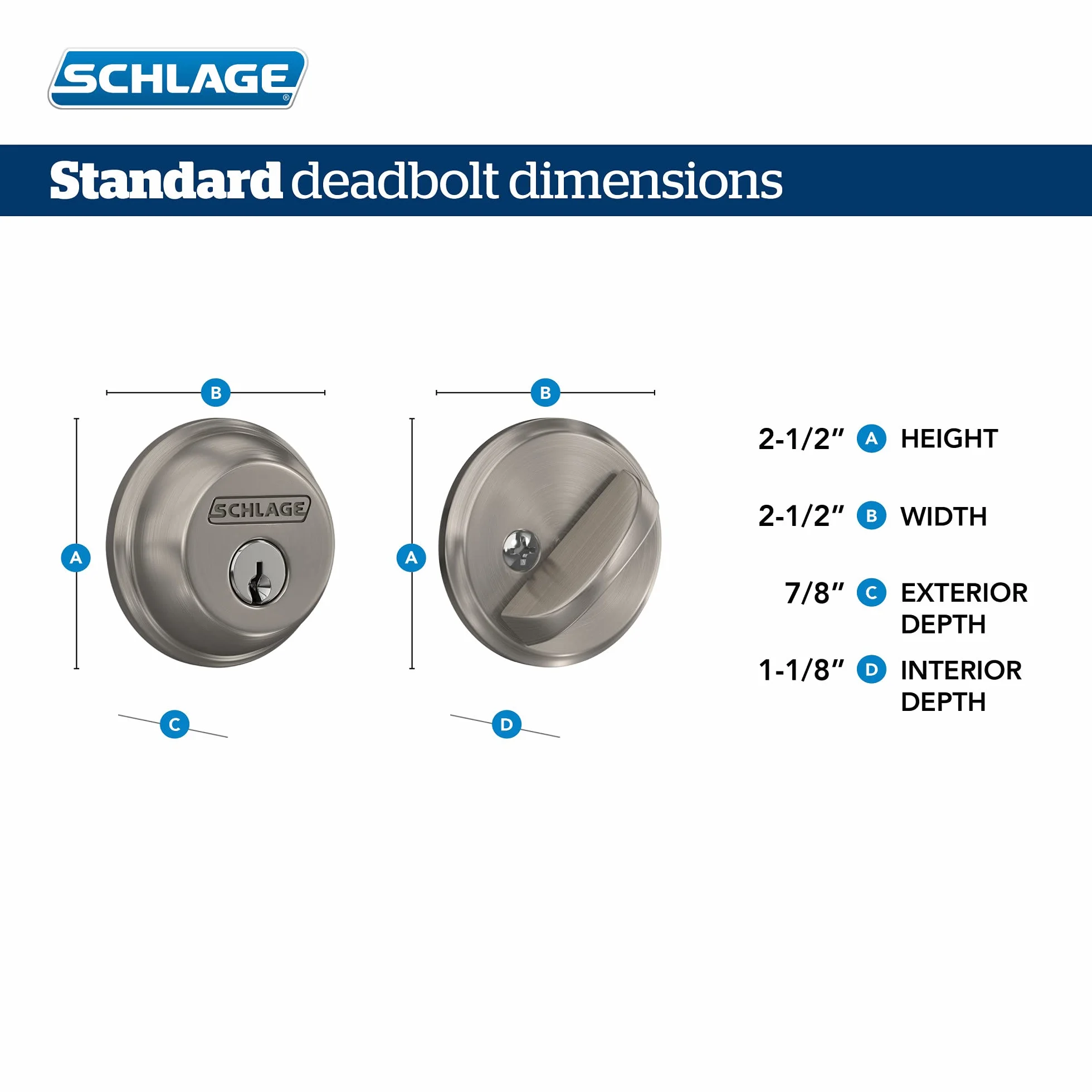 Schlage B62N716 zasuwa klucz 2-stronny postarzany brąz