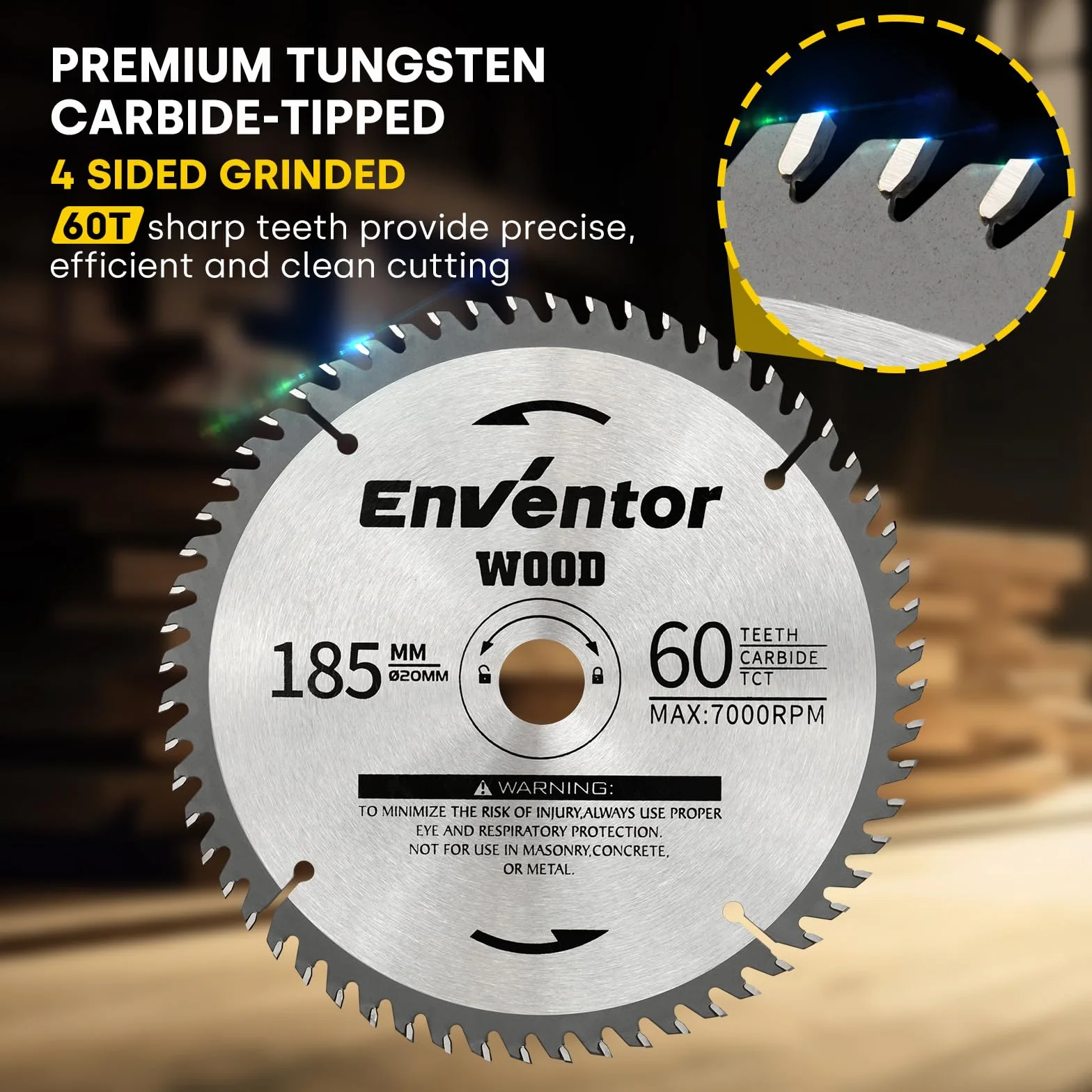 Enventor 2 brzeszczoty tarczowe TCT 60T 185 mm x 20 mm do drewna sklejki laminatów
