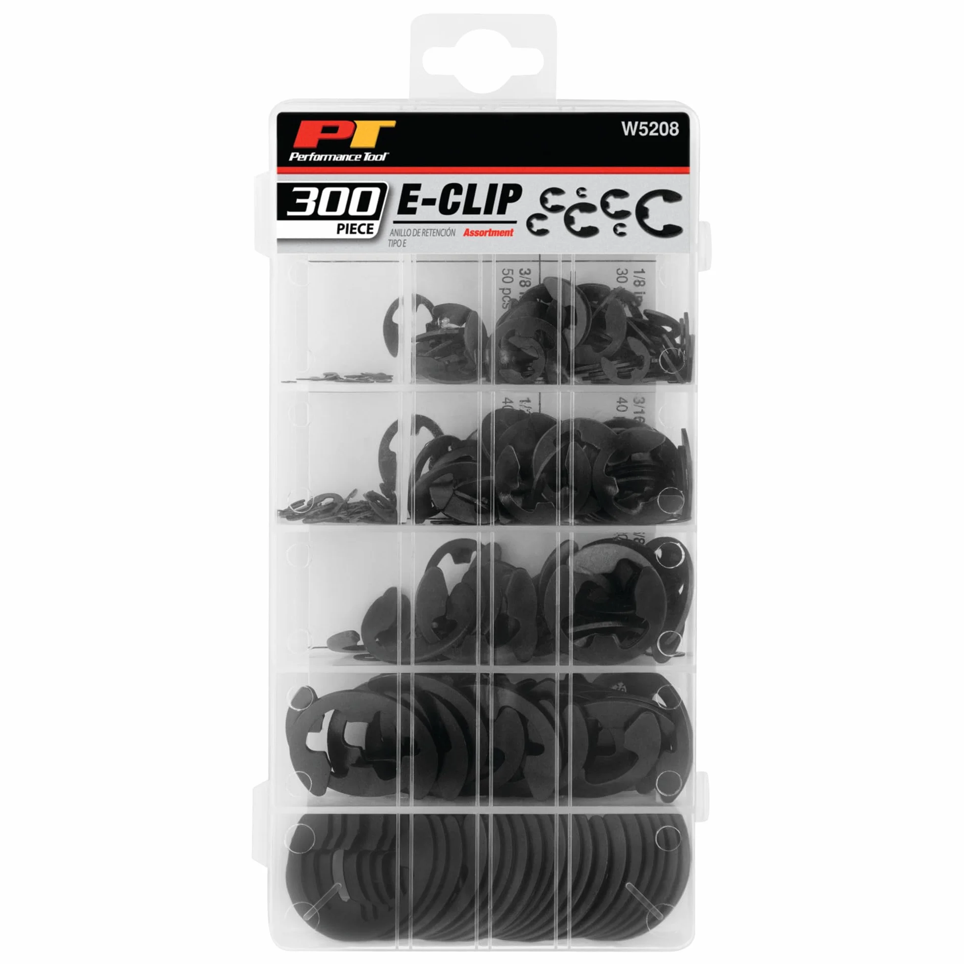 Performance Tool W5208 E-Clip Asortyment 300 szt. czarny