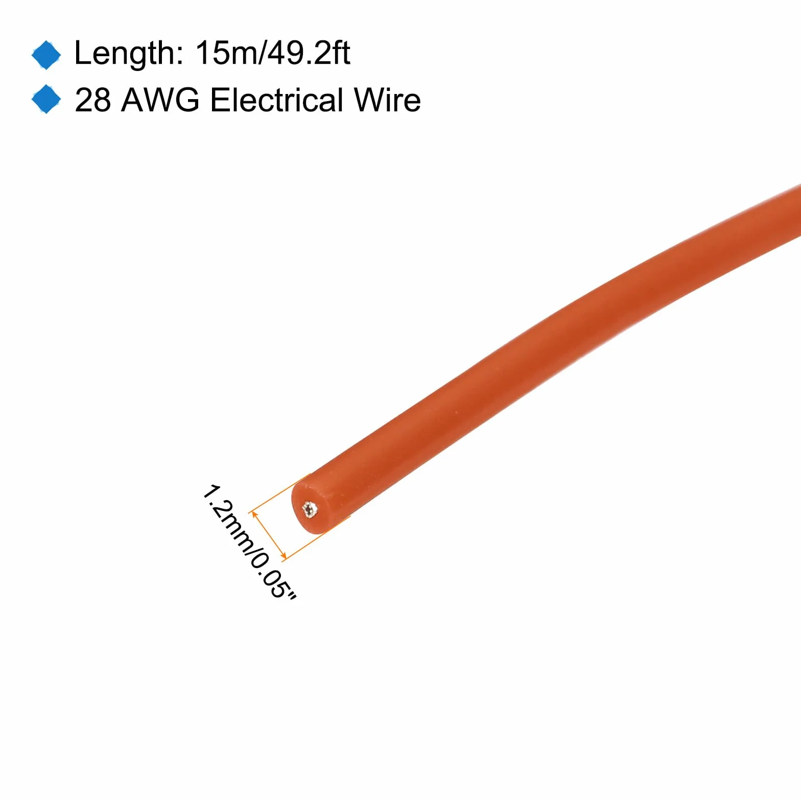 QUARKZMAN Kabel silikonowy 28AWG 28 Gauge, cynkowana miedź, 15 m, pomarańczowy