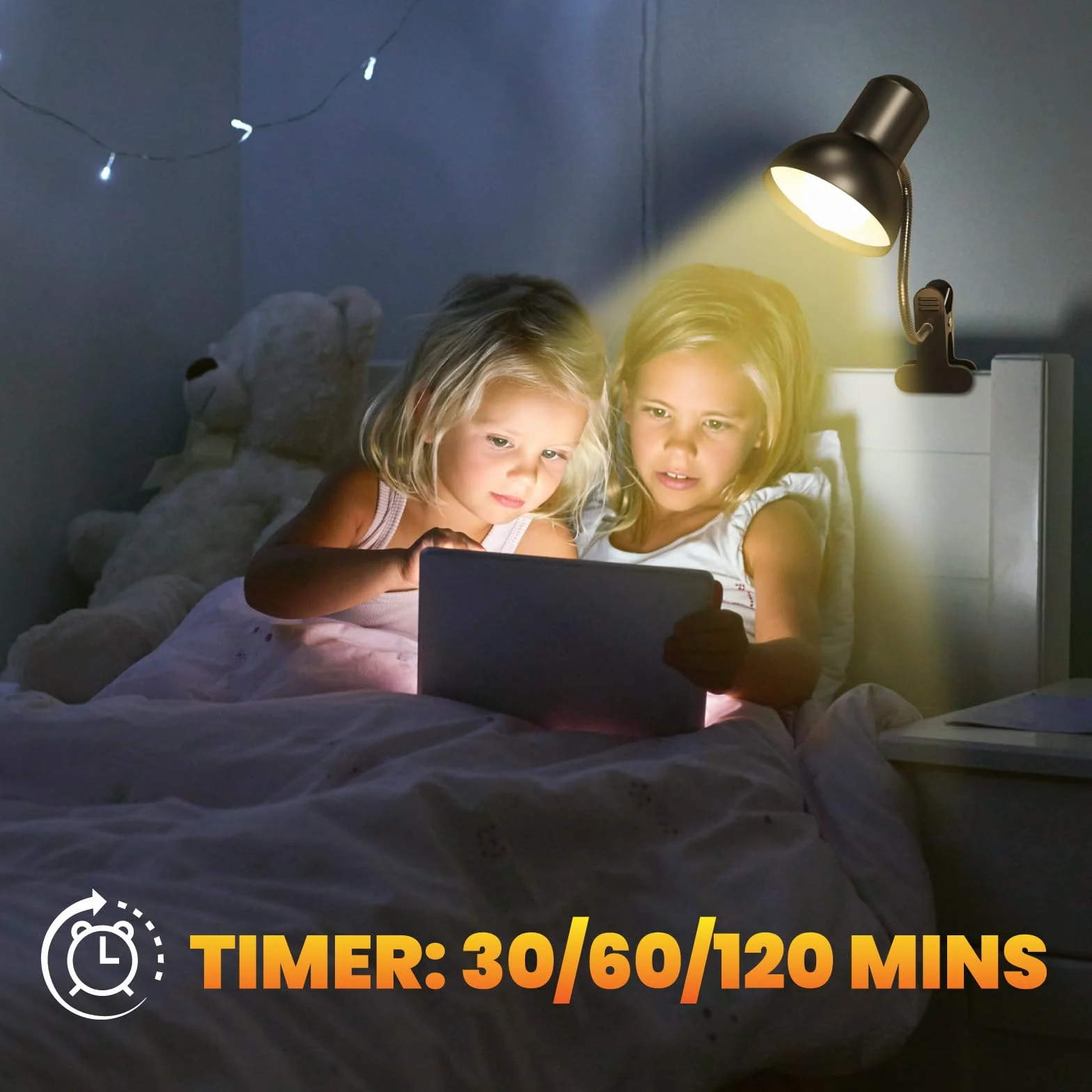 Bezprzewodowa Lampka do Czytania z Klipsem RGB USB-C 15 Kolorów 10 Poziomów Jasności Ochrona Wzroku
