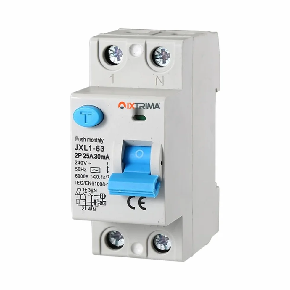 Wyłącznik różnicowy 25A 2-biegunowy 2P 220V 6kA 30mA 2 moduły DIN, RCCB C25