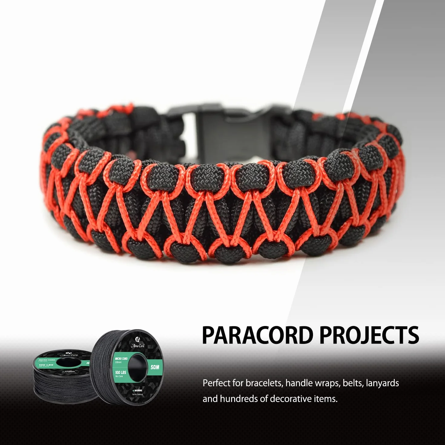 Paracord 1.18mm 50M Mikro Linka Szpula Czarny 45kg