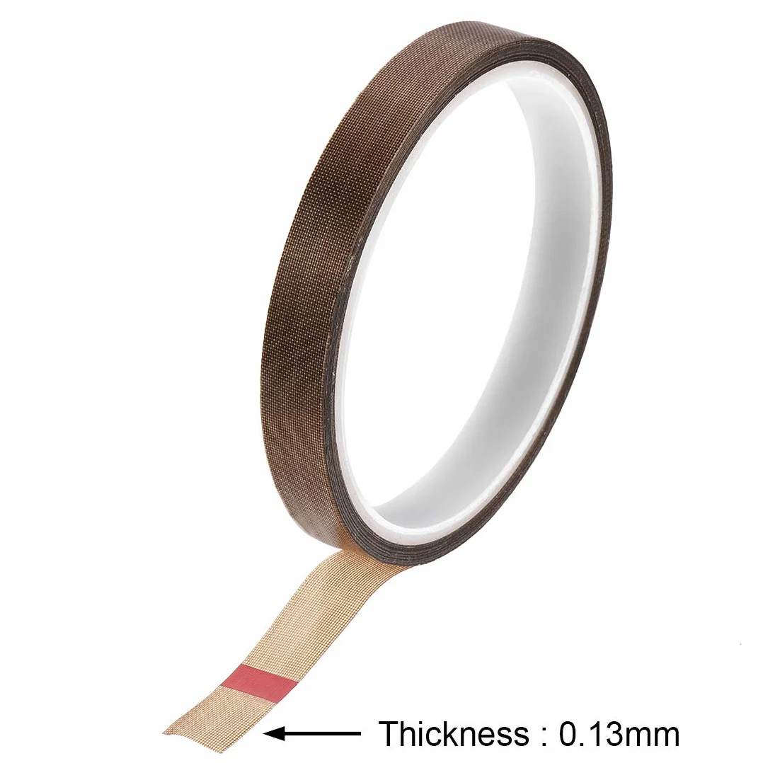 sourcing map 12 mm tkanina powlekana PTFE brązowa taśma o wysokiej temperaturze do ręcznego próżniowego i uszczelniaczy impulsowych taśma klejąca 10 m/32,8 stopy