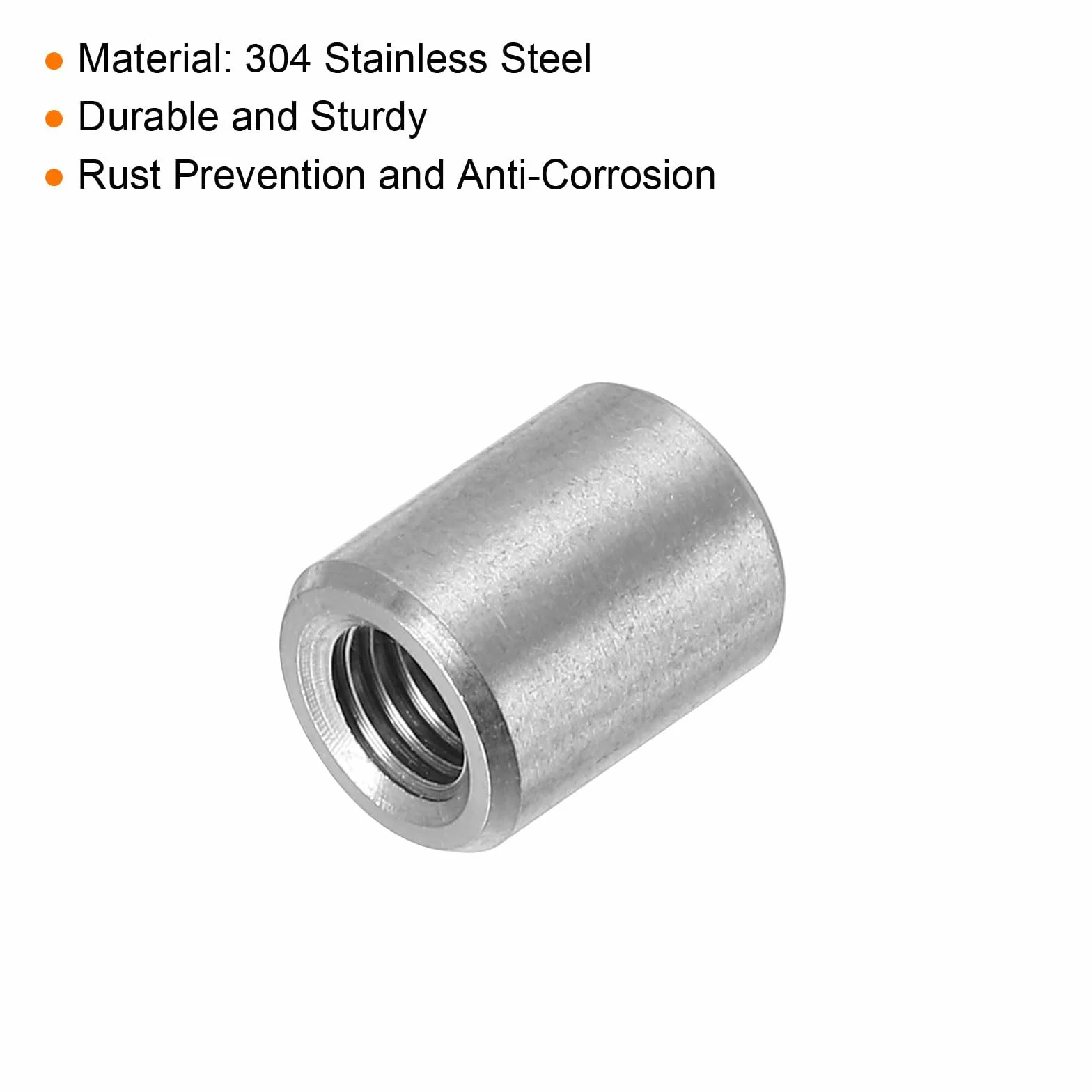 QUARKZMAN 10 sztuk okrągłych nakrętek łączących M5, nakrętka łącząca ze stali nierdzewnej 304 o długości 10 mm / 0,39 ", nakrętka kołka, tuleja, długość wspornika nakrętki pręta M5 x 10 x 8 mm