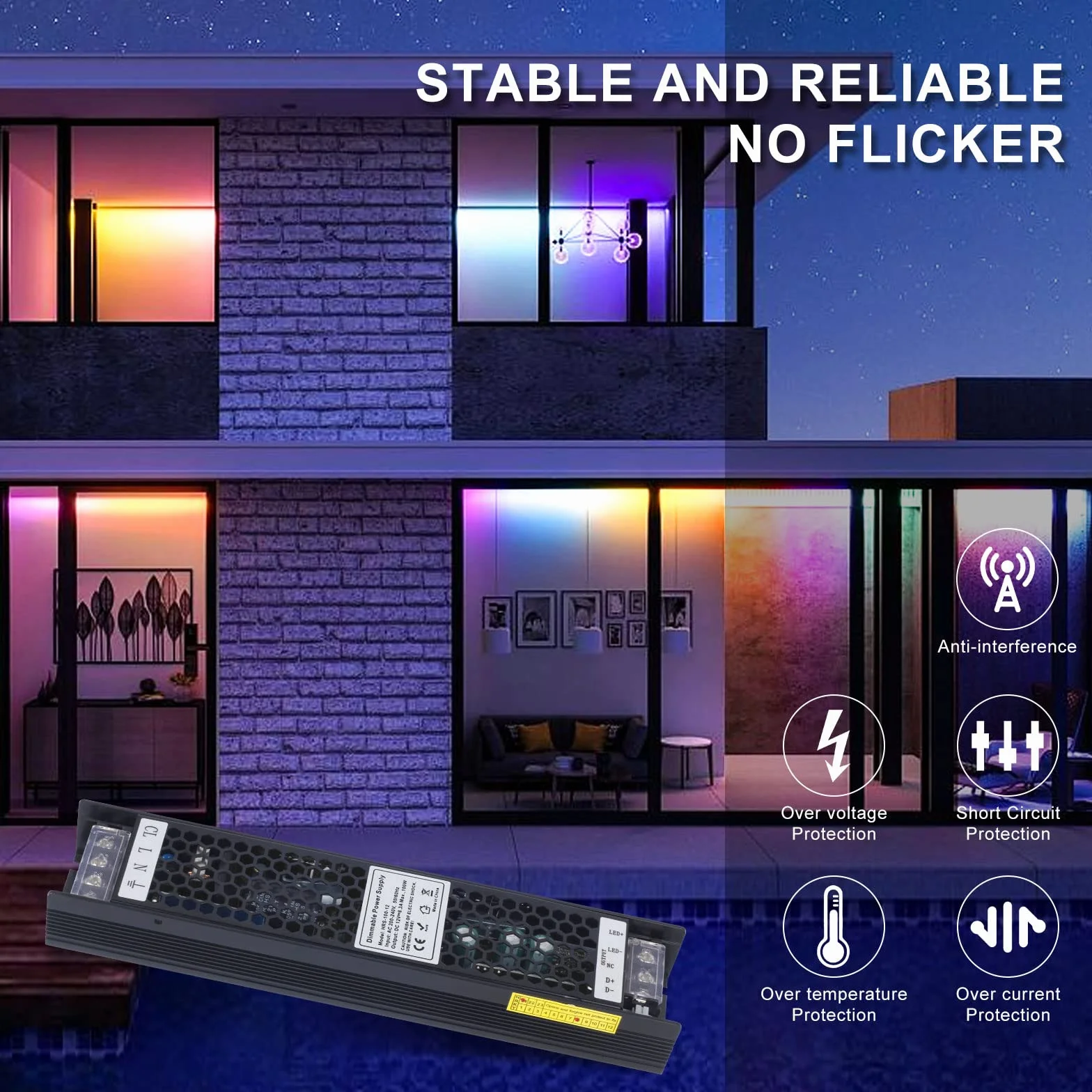 Sterownik LED ściemniany 12V 100W IP20 TRIAC 0-10V zasilacz AC DC