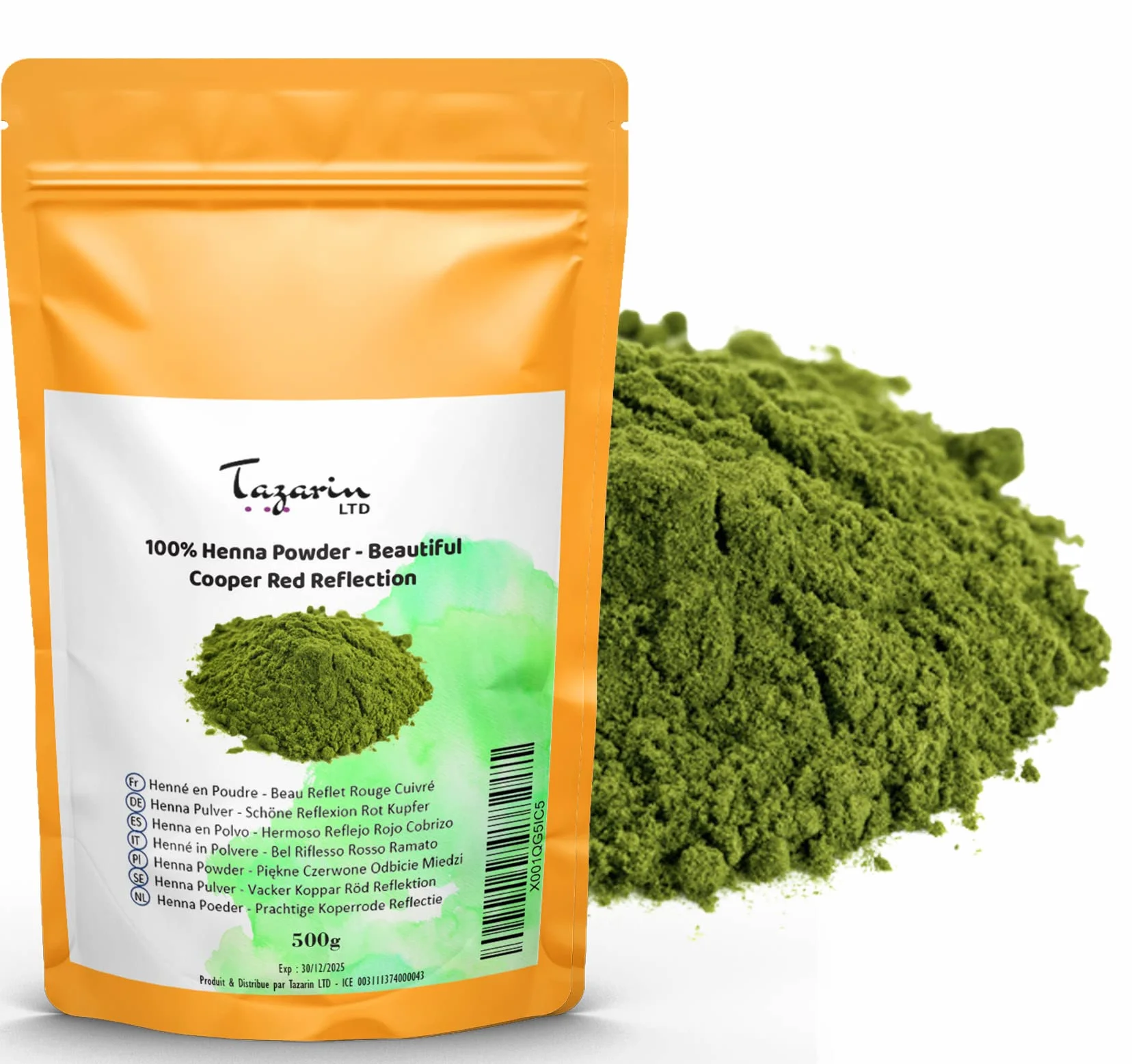 500 g henny w proszku – włosy z ładnym miedzianym czerwonym odbiciem – farbowanie włosów – 100% naturalne, czyste i bez dodatków | drobny proszek