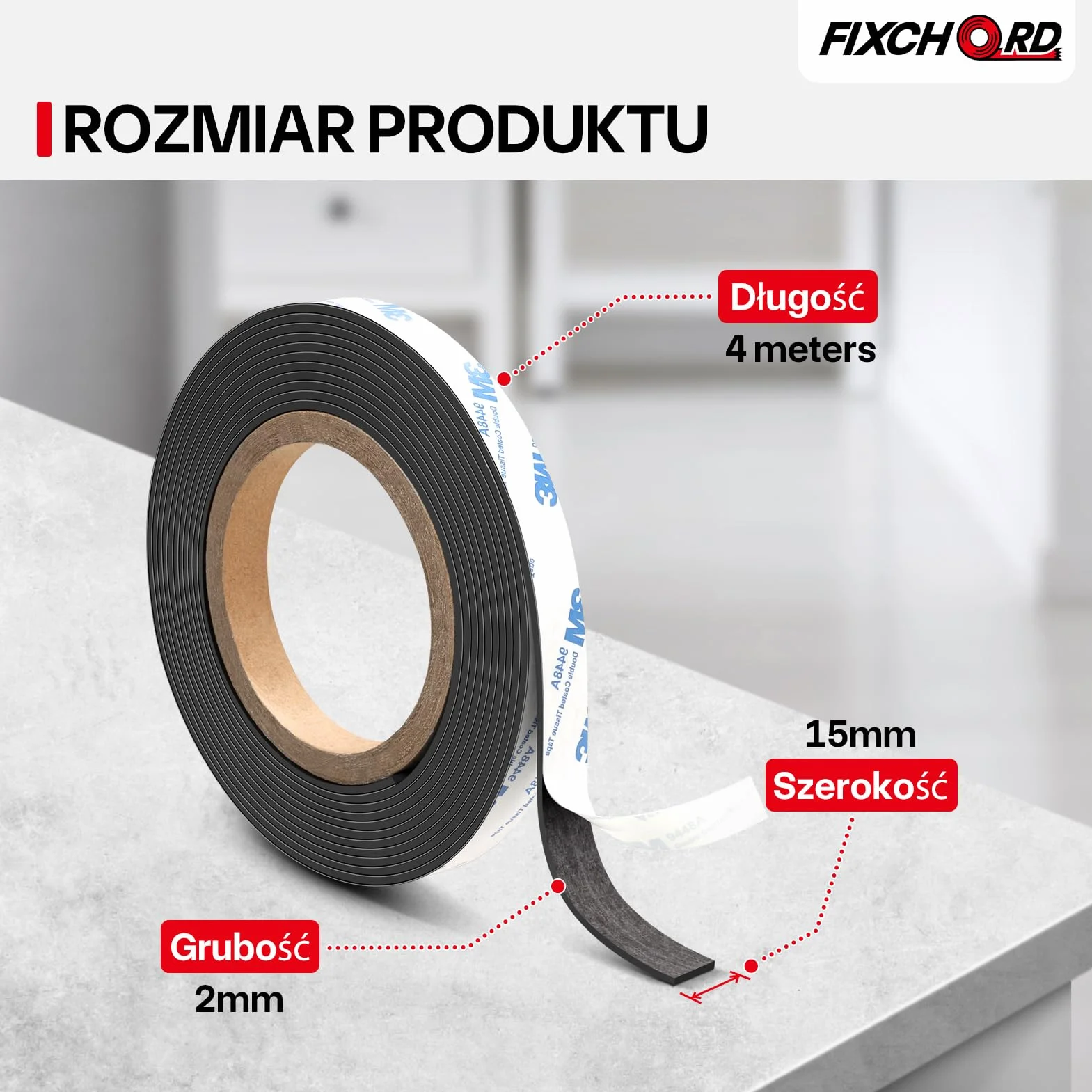 Taśma Magnetyczna 3m*15mm z Mocno Przylegającą Warstwą Klejącą do Ekranów Przeciw Owadom