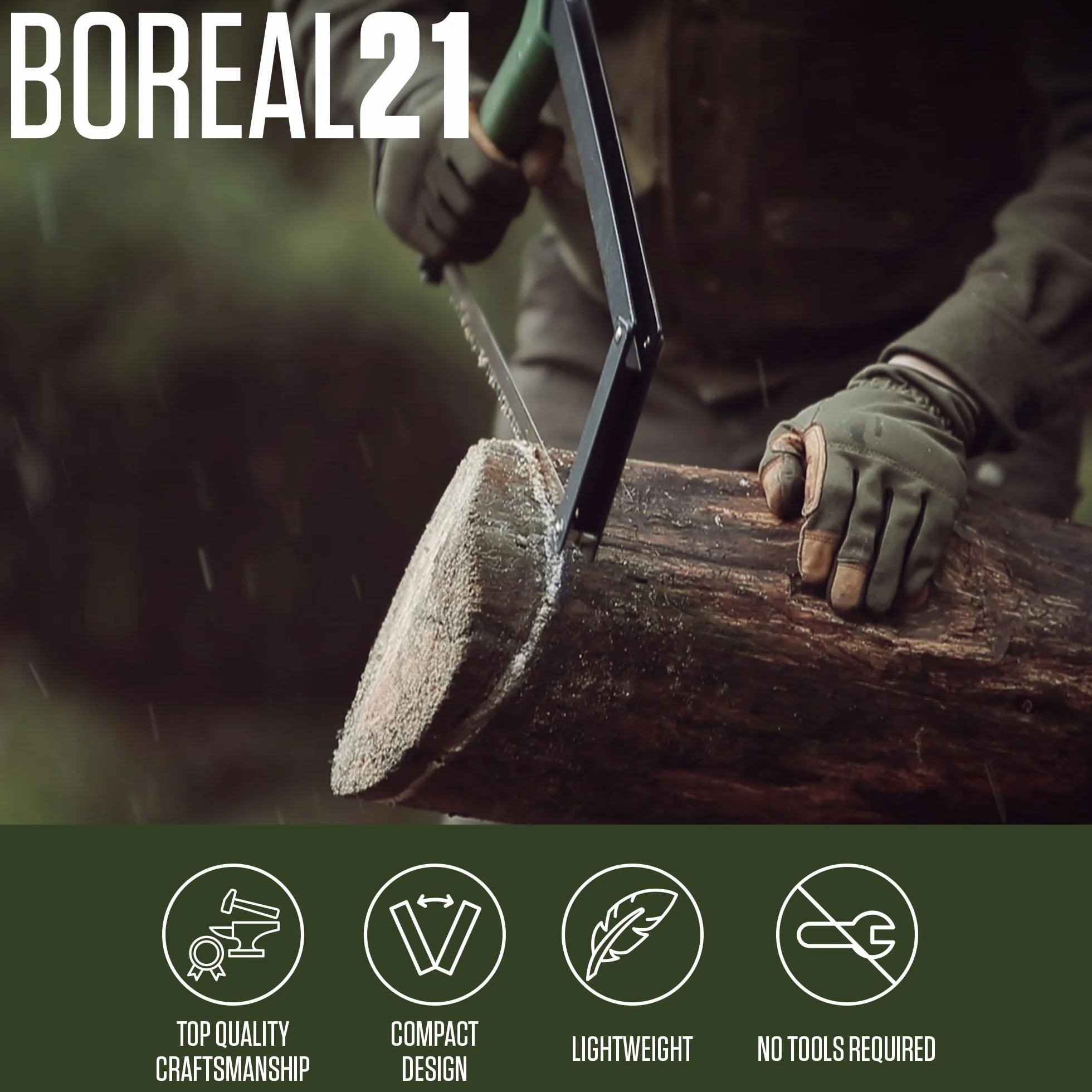 AGAWA BOREAL21 Tripper KIT 21 inch Folding Bow Saw, Rugged Cordura Sheath, Additional Aggressive Blade (Black Frame - Green Handle)