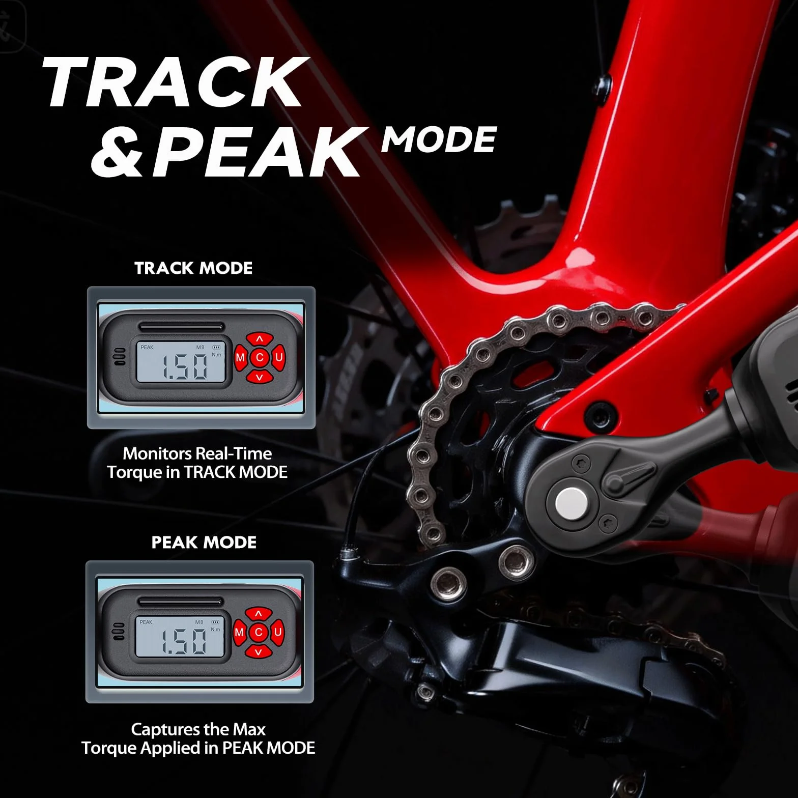 Cyfrowy klucz dynamometryczny 1/4" 1,5–30 Nm do rowerów MTB i szosowych 15 sztuk