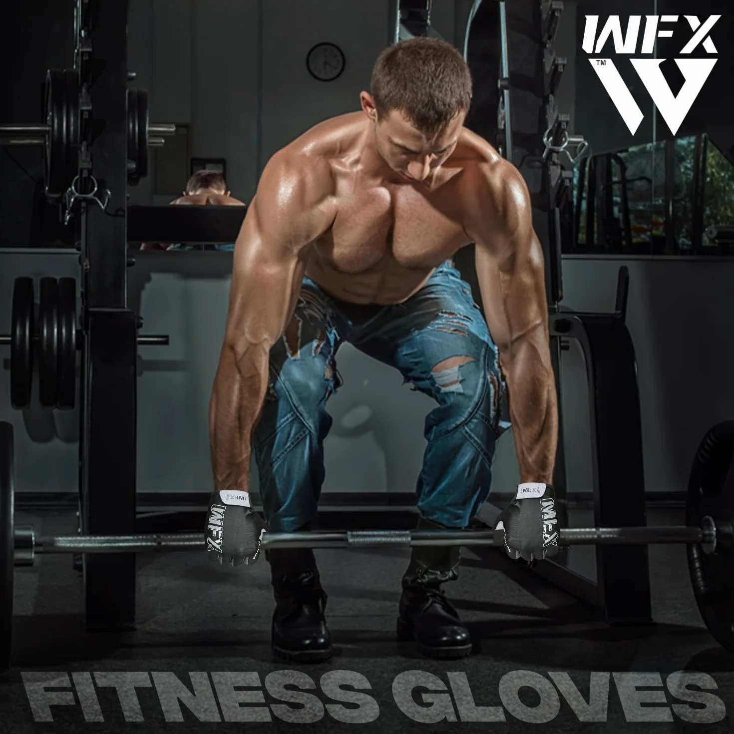 WFX Rękawice gimnastyczne do treningu fitness, wsparcie nadgarstka, oddychające, antypoślizgowe, silikonowe, wyściełane, dodatkowa ochrona dłoni, rękawice do podnoszenia ciężarów, dla mężczyzn i