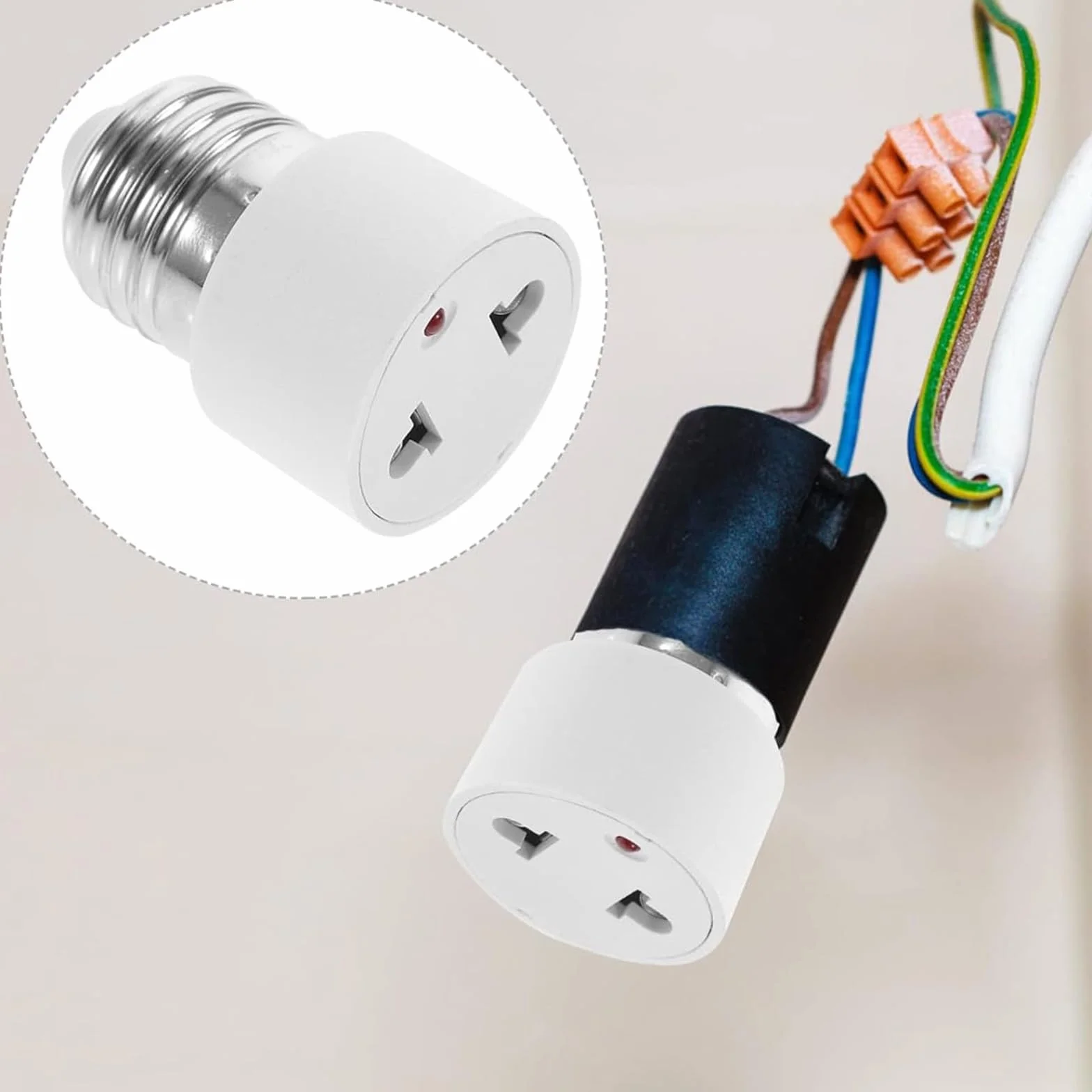 Powice 4 sztuki adaptera E27 gniazdo, oprawa lampy E27, 2-biegunowy, biały